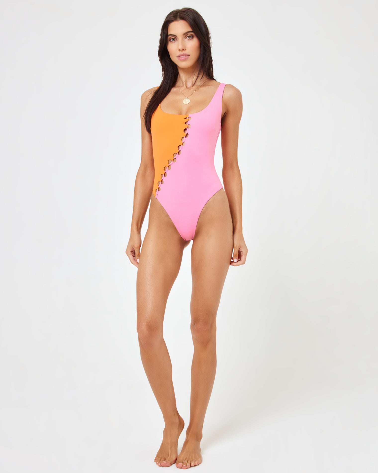Solstice One Piece Swimsuit - Tangerine-Guava Tangerine-Guava | Model: Diana (size: S)