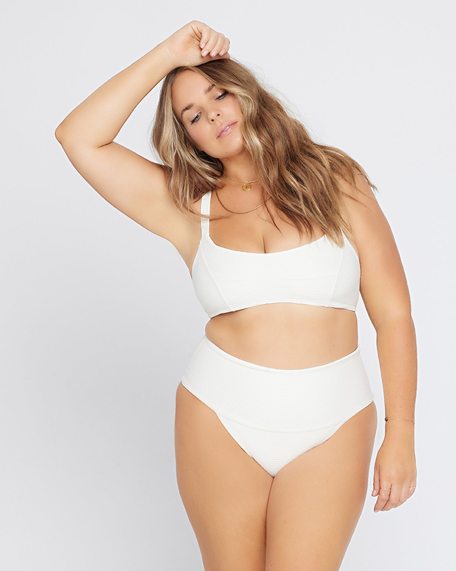 Eco Chic Repreve® Jess Bikini Top - Cream Cream | Model: Ali (size: XL)