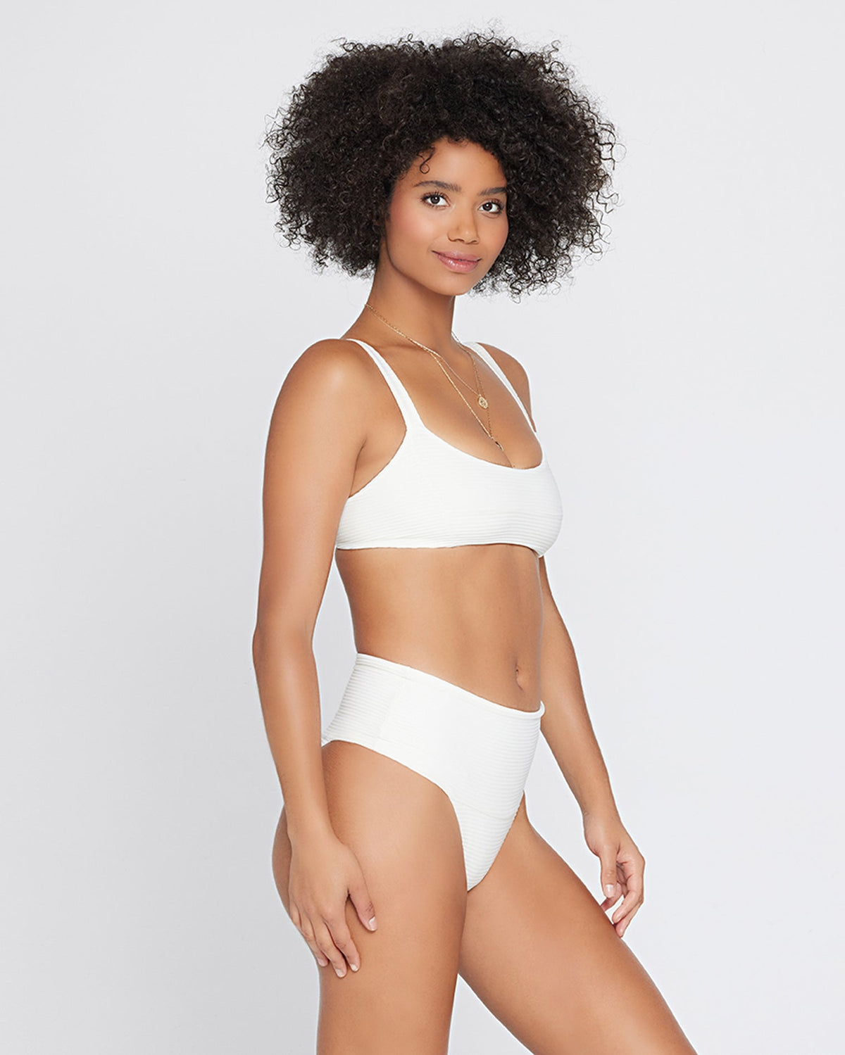 Eco Chic Repreve® Jess Bikini Top - Cream Cream | Model: Valyn (size: S)