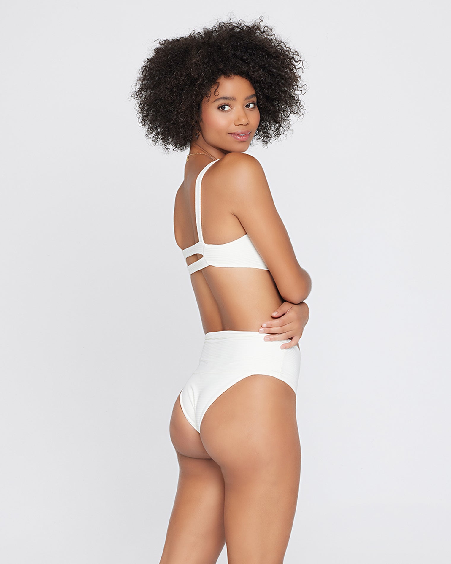 Eco Chic Repreve® Jess Bikini Top - Cream Cream | Model: Valyn (size: S) | Hover