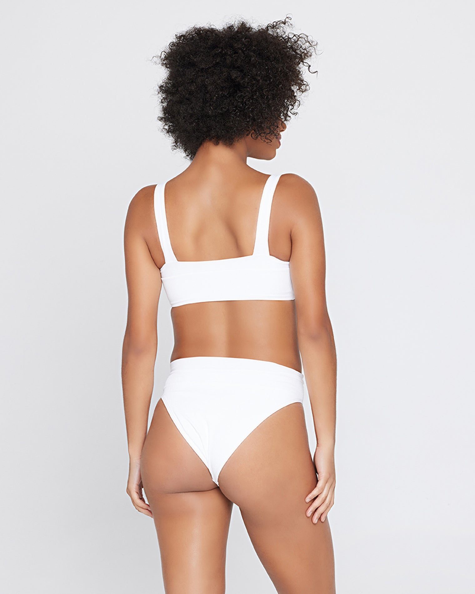 Ribbed Frenchi Bikini Bottom - White White | Model: Valyn (size: S)