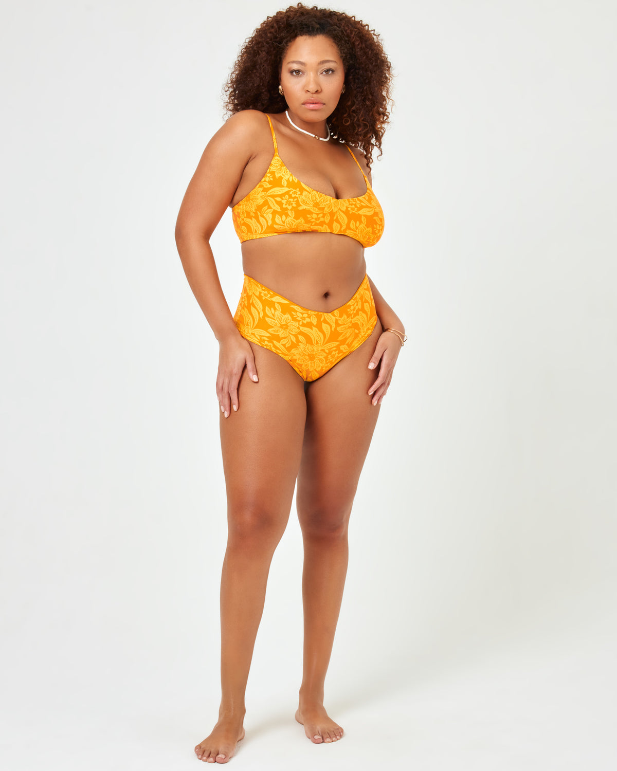 Printed High Tide Bikini Top - Golden Hour Blooms Golden Hour Blooms | Model: Amber (size: XL)