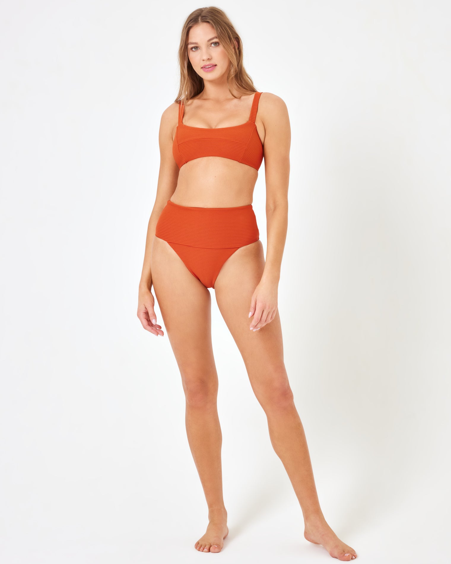 LSPACE X Anthropologie Desi Bikini Bottom - Vermillion Vermillion | Model: Daria (size: S) | Hover