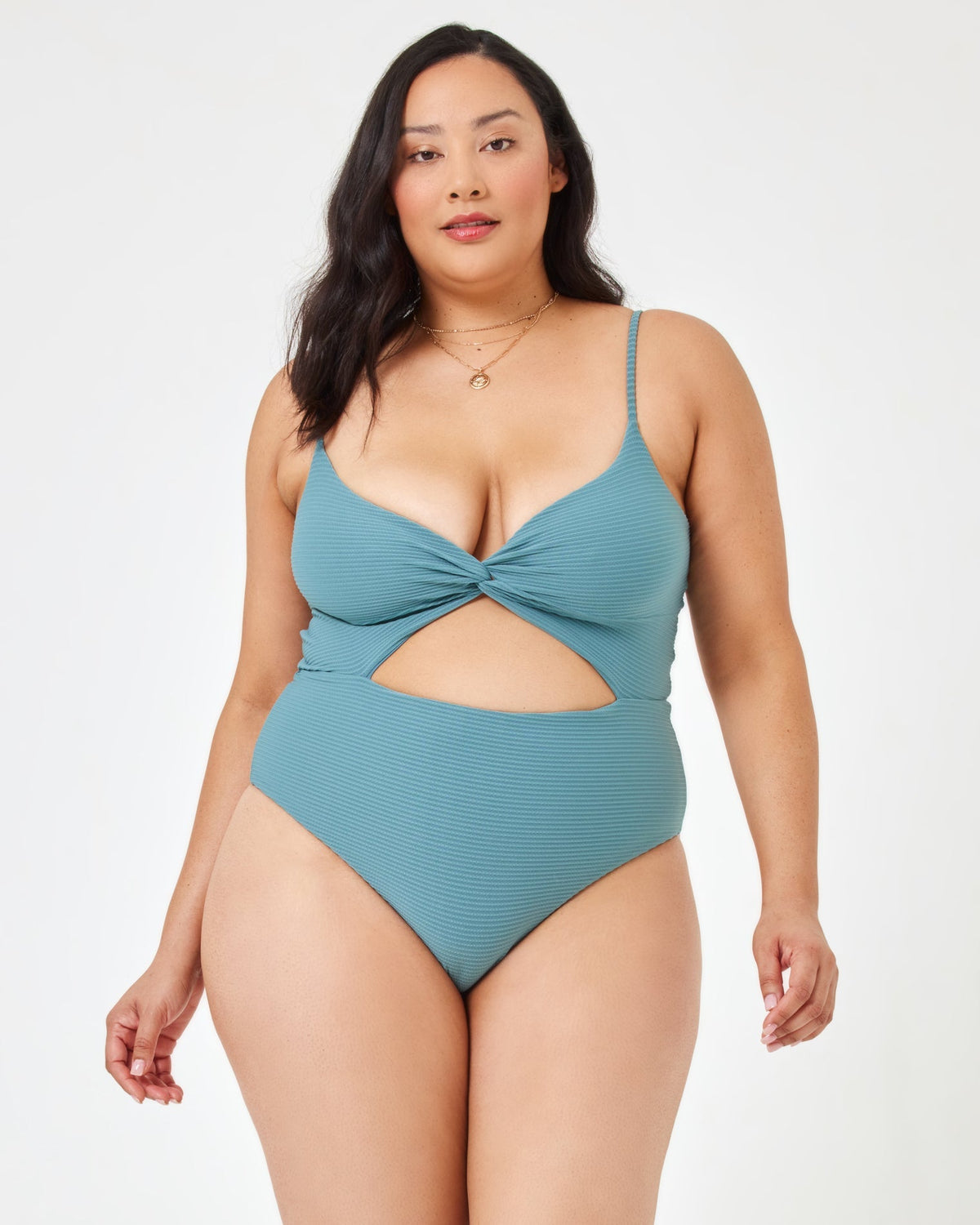 Eco Chic Repreve® Kyslee One Piece Swimsuit - Slated Glass Slated Glass | Model: Bianca (size: XL)