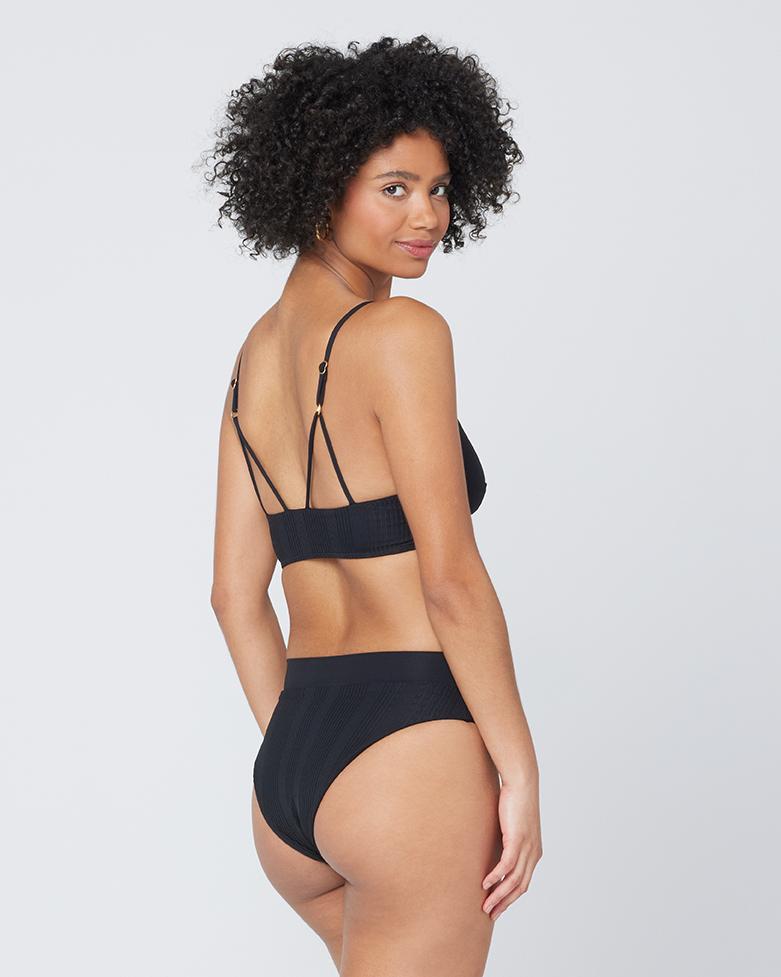 Pointelle Rib Court Bikini Bottom - Black Black | Model: Valyn (size: S)