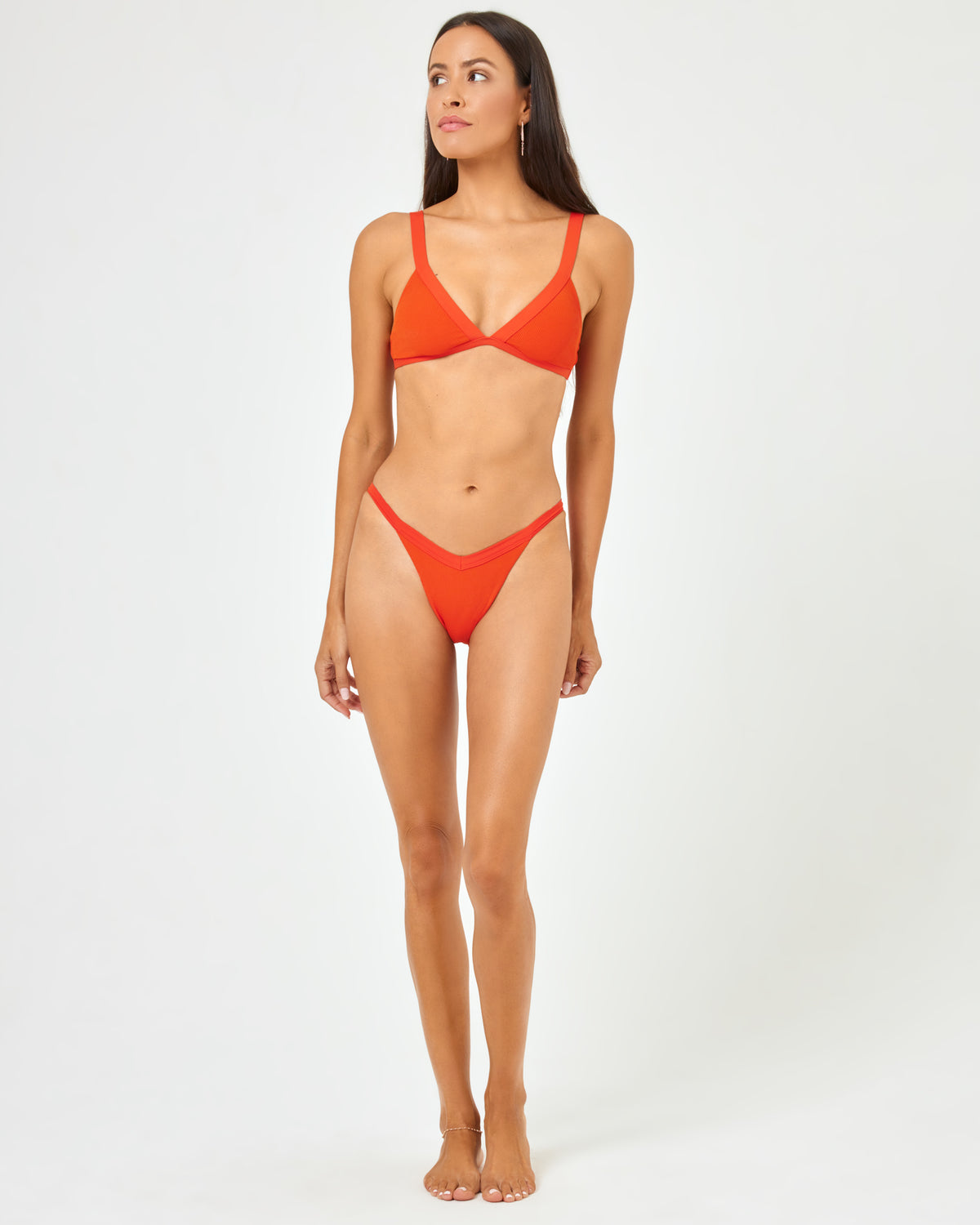 Ribbed Winona Bikini Bottom - Pimento Pimento | Model: Emily (size: S) | Hover