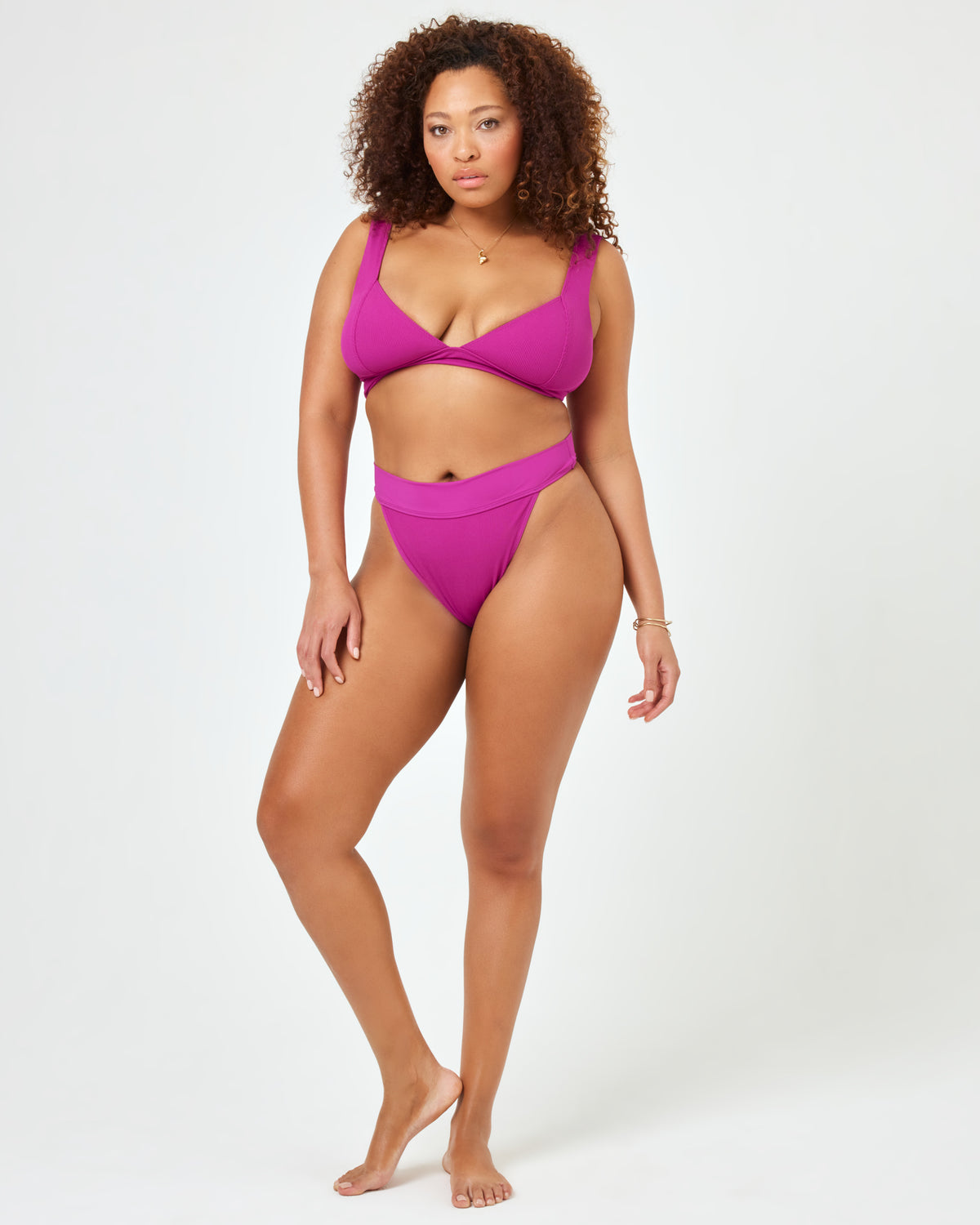 Ribbed Lola Bikini Bottom - Berry Berry | Model: Amber (size: XL)