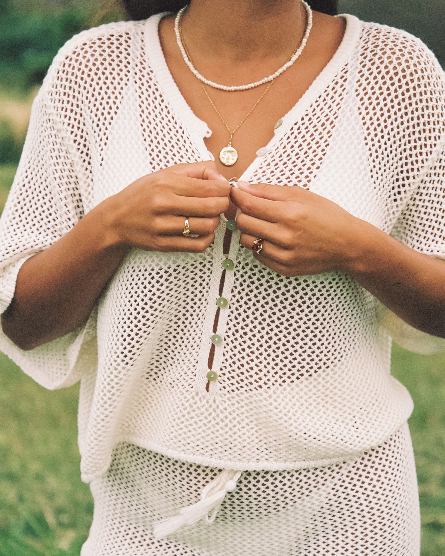 Coast Is Clear Top - Cream Cream | Model: Anna (size: S)