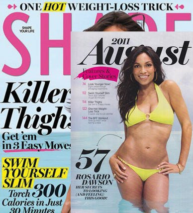 A 2011 Shape magazine cover featuring Rosario Dawson alongside weight-loss and slimming headlines