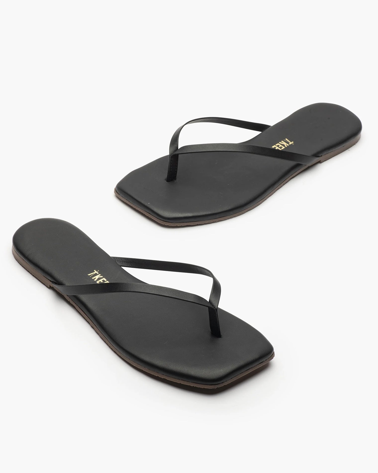 TKEES Square Toe Lily Sandals - Black Off-model angled view of the TKEES Square Toe Lily Sandals in black.