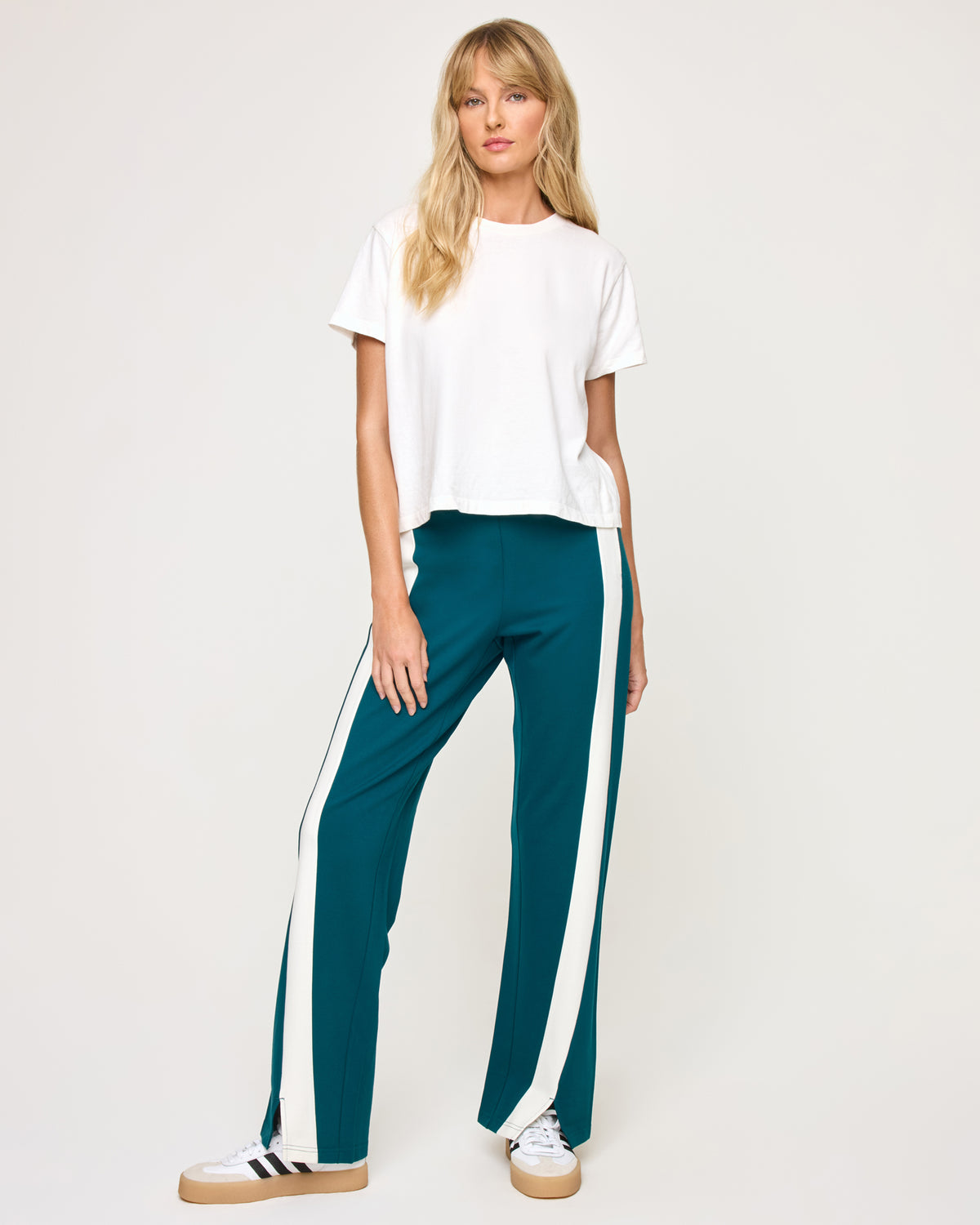 Back To Back Pant - Deep Teal-Cream Deep Teal-Cream | Model: Lura (size: S)