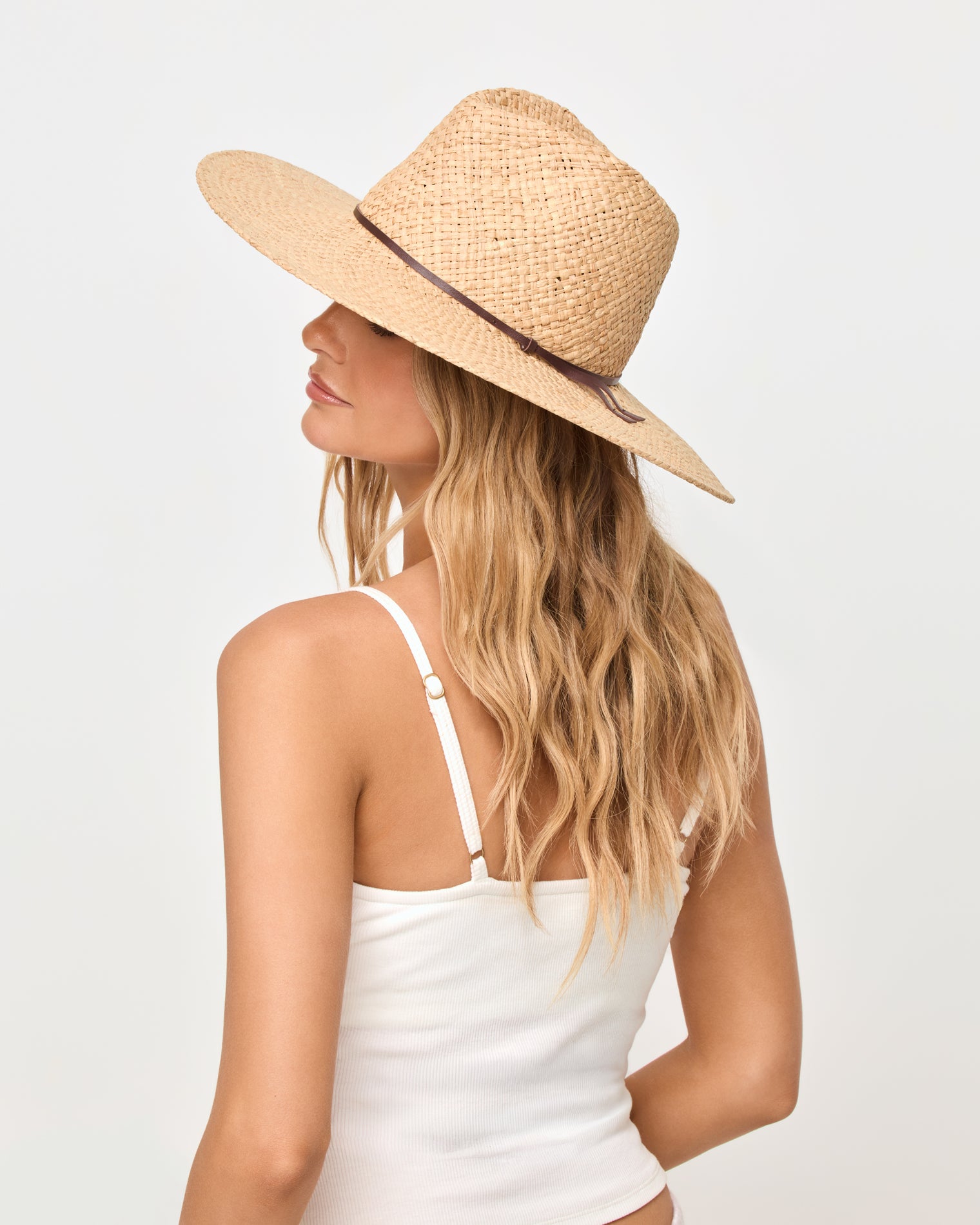 Marnie Hat - Natural LSPACE Marnie hat in natural, back view on model.