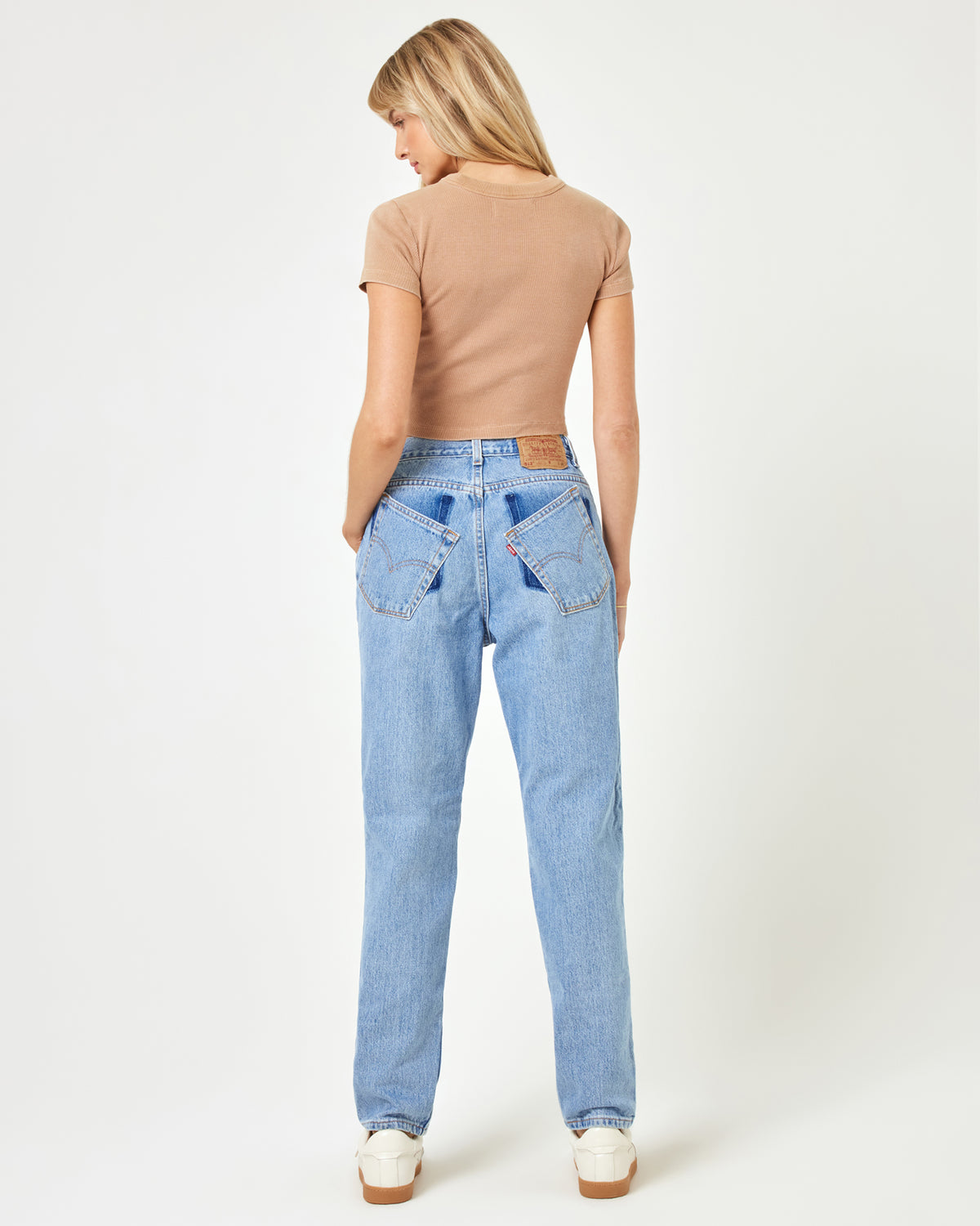 aligrace Michelle Tilted Denim Pant Blue | Model: Lura (size: S) | Hover