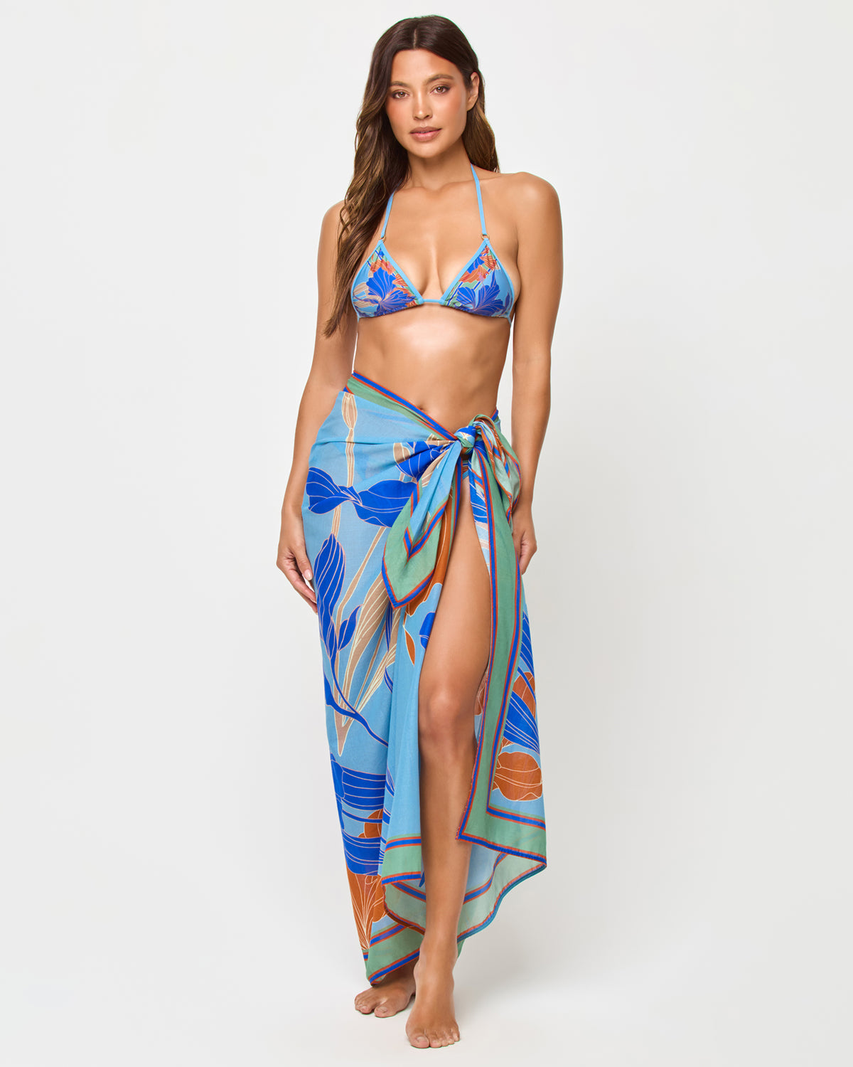 Mika Sarong - Ciao Bella LSPACE Mika sarong in Ciao Bella print, front view on model.