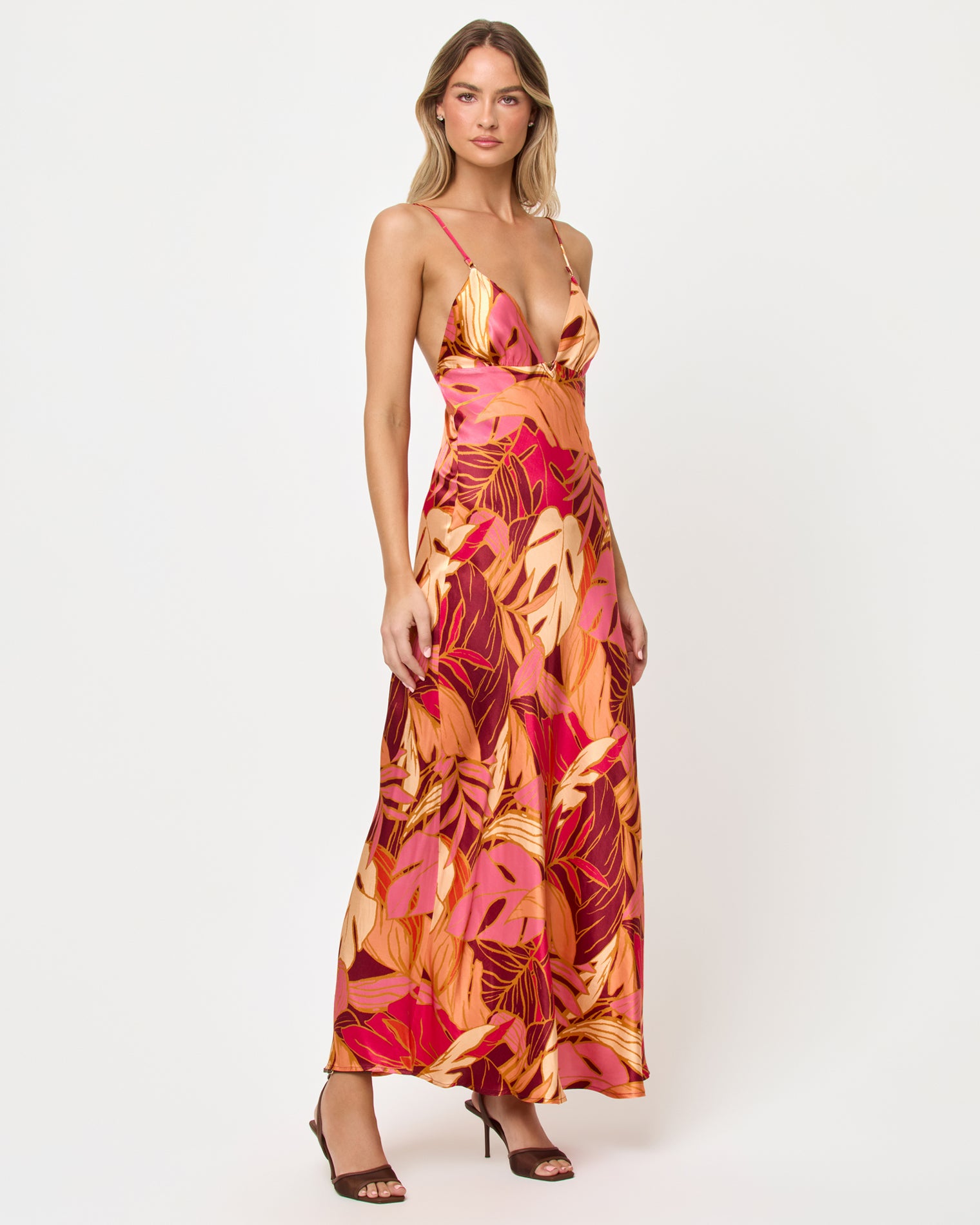 With Love Maxi - Leaf It To Me Side view of model wearing the LSPACE With Love Maxi in leaf it to me.