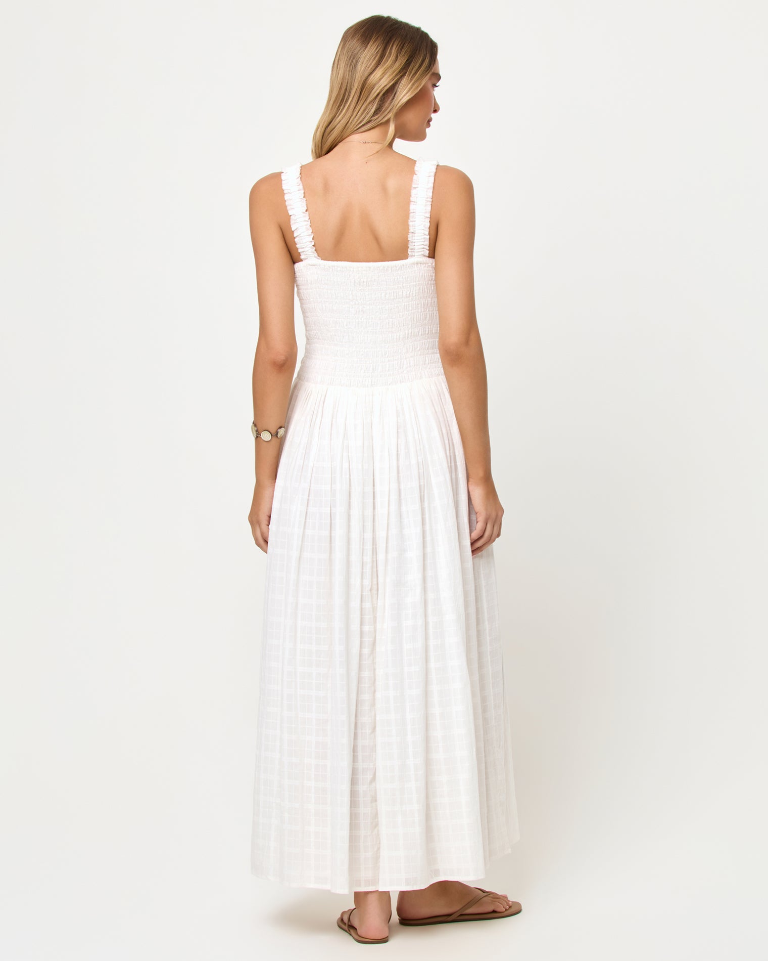 Wren Maxi - Cream LSPACE Wren Maxi in cream, back view on model.