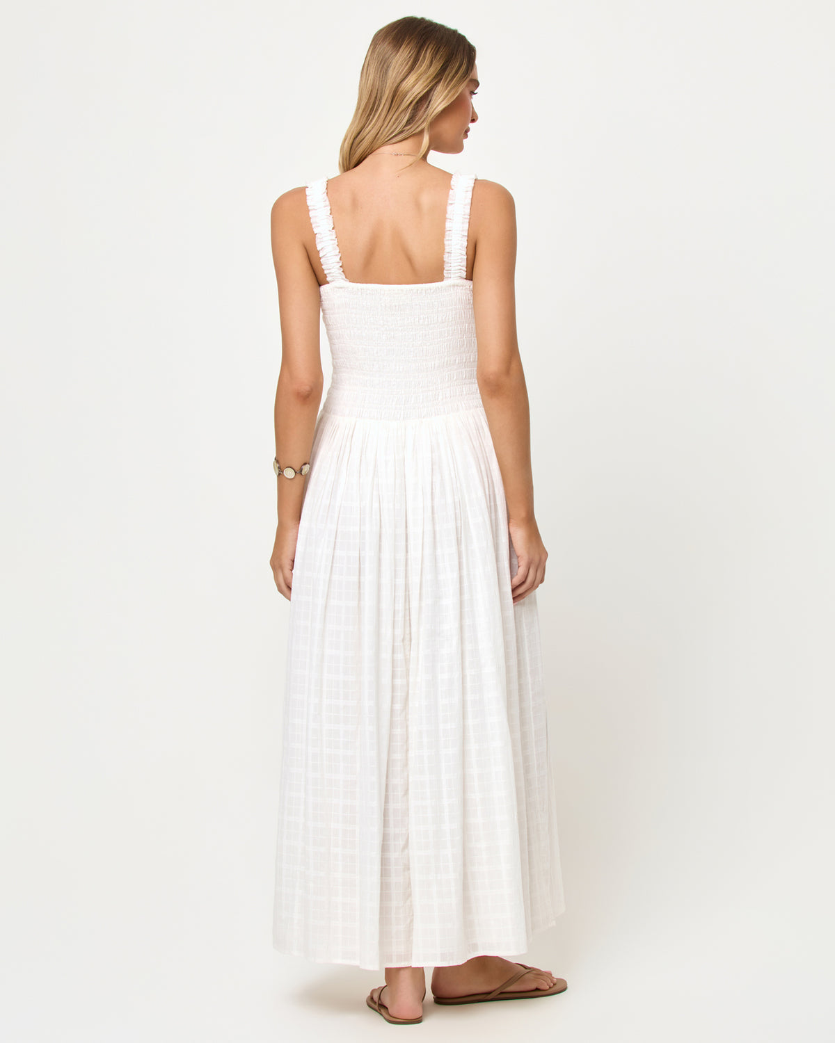 Wren Maxi - Cream LSPACE Wren Maxi in cream, back view on model.