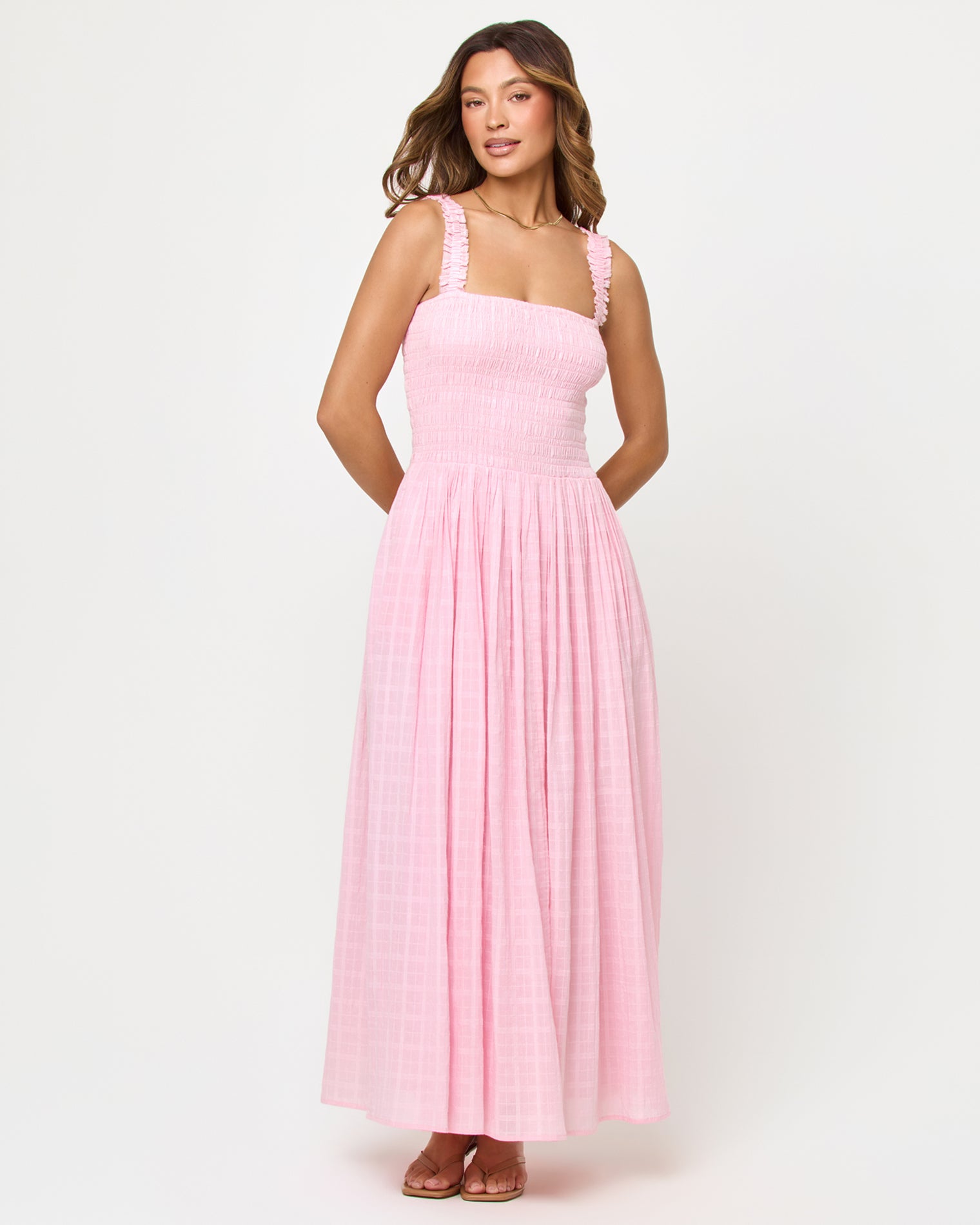 Wren Maxi - Rosewater LSPACE Wren Maxi in rosewater, front view on model.