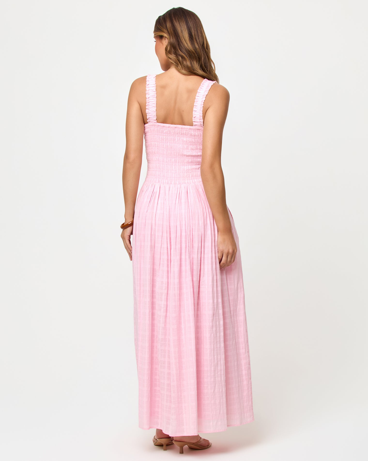Wren Maxi - Rosewater LSPACE Wren Maxi in rosewater, back view on model.