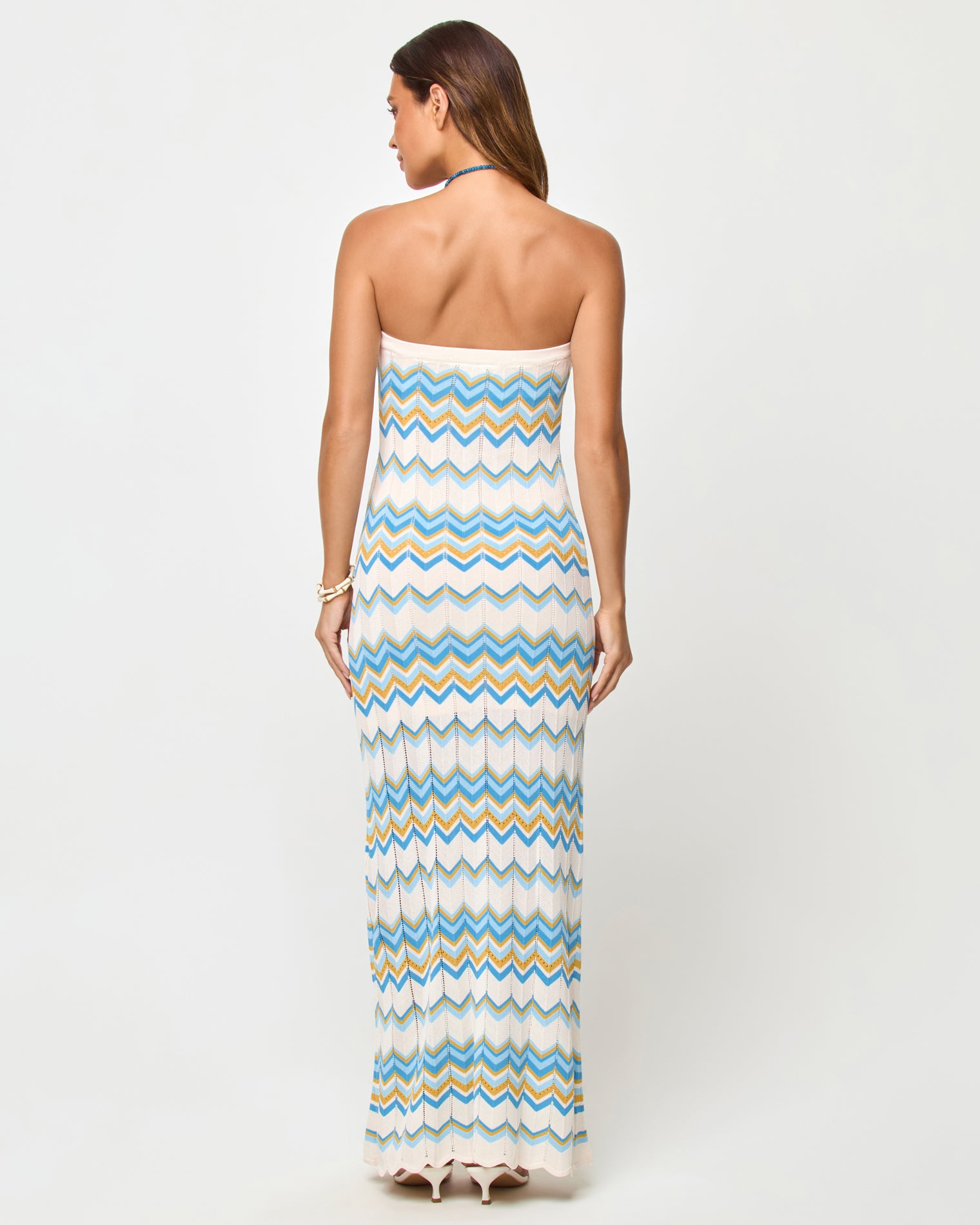 Hallie Maxi - Gold Coast LSPACE Hallie Maxi in Gold Coast stripe, three-quarter view on model.