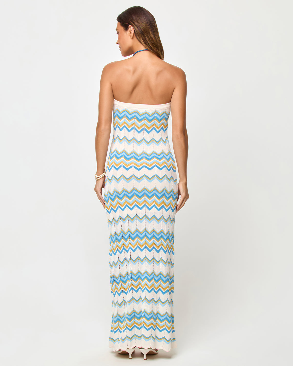 Hallie Maxi - Gold Coast LSPACE Hallie Maxi in Gold Coast stripe, three-quarter view on model.