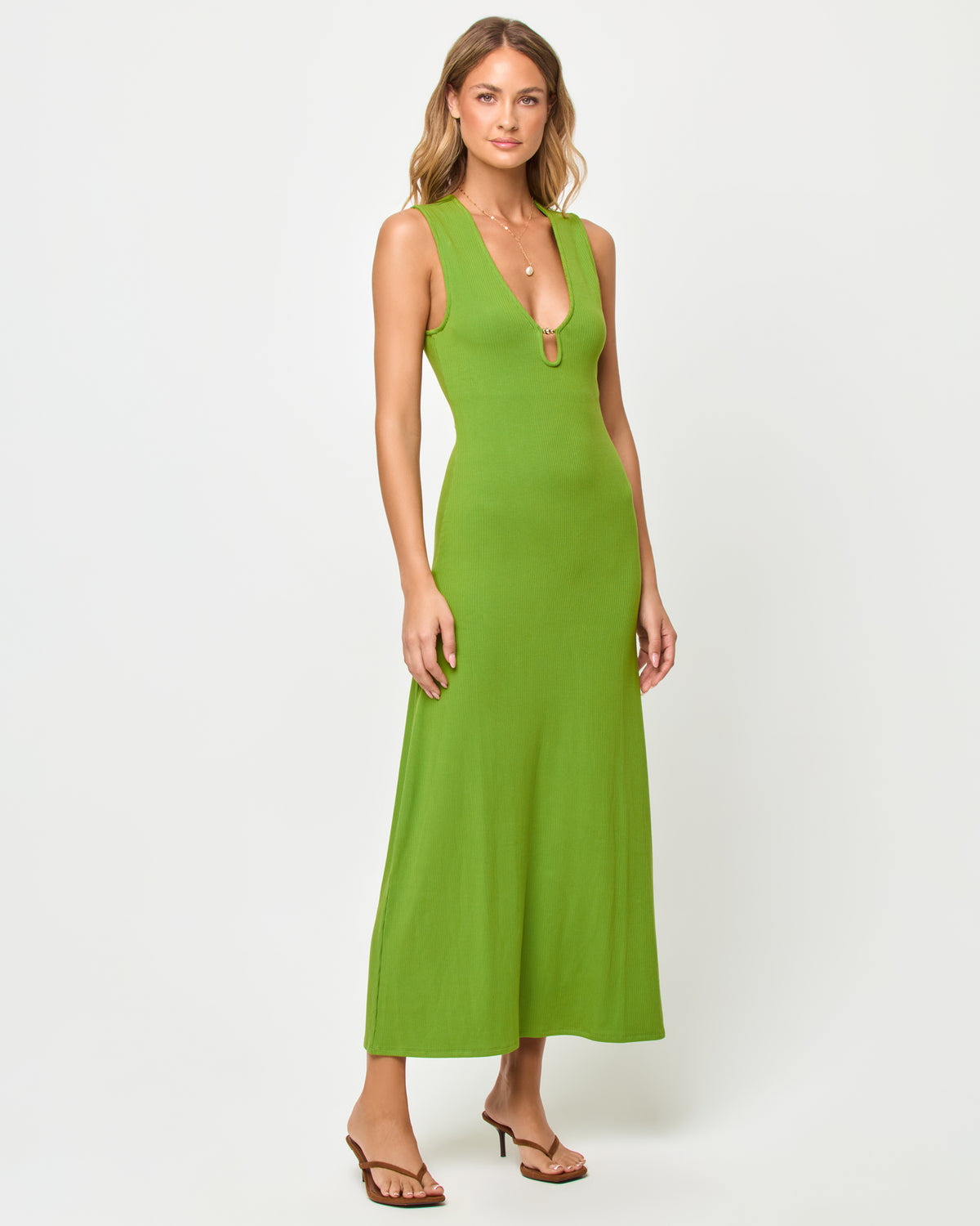 Yuki Maxi Dress - Verdant LSPACE Yuki maxi dress in Verdant, front view on model.