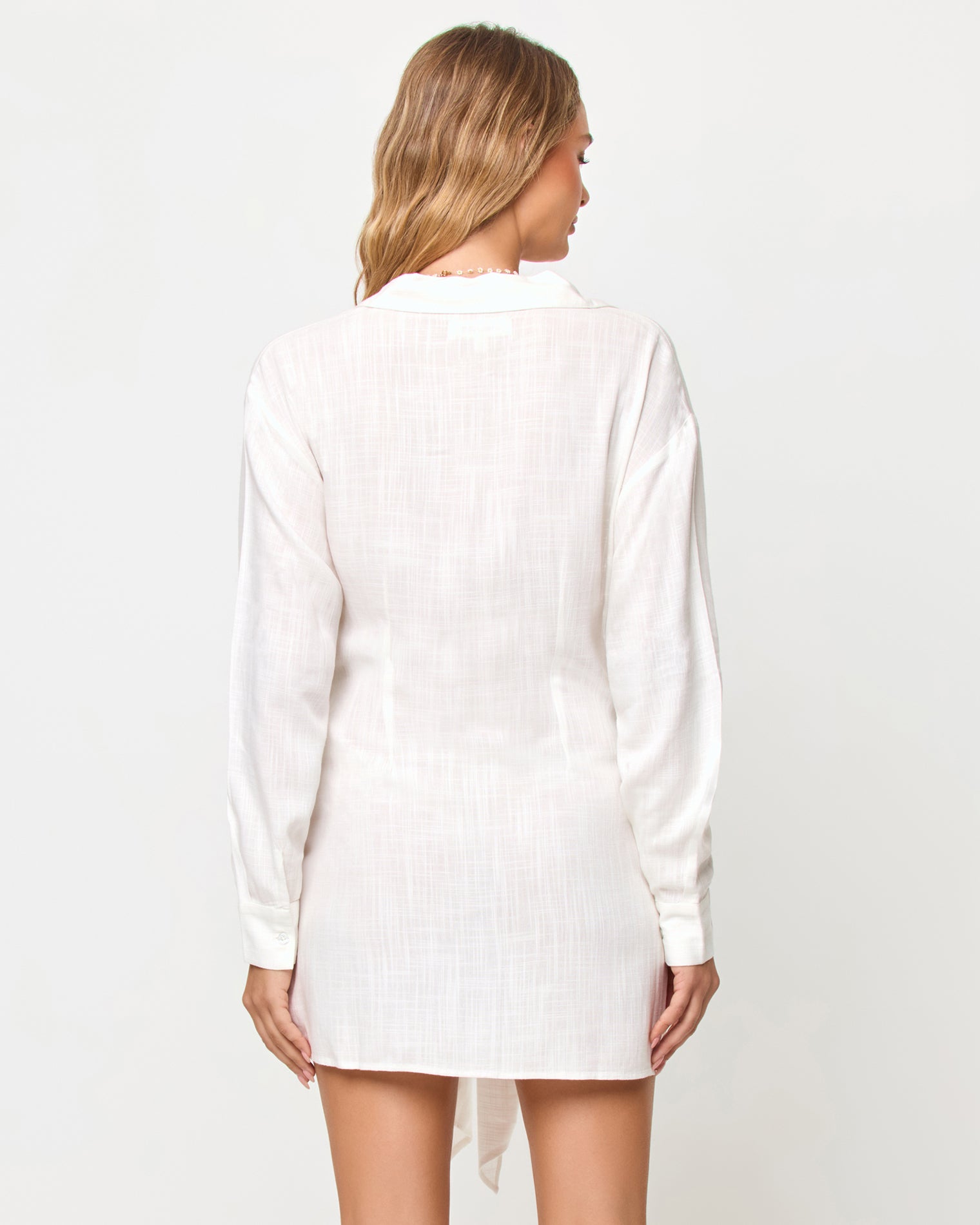 Vera Mini - Cream LSPACE Vera mini dress in cream, back view on model.