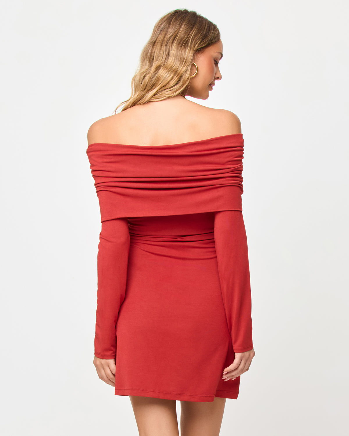 Melinda Mini - Redwood LSPACE Melinda Mini dress in redwood, back view on model.