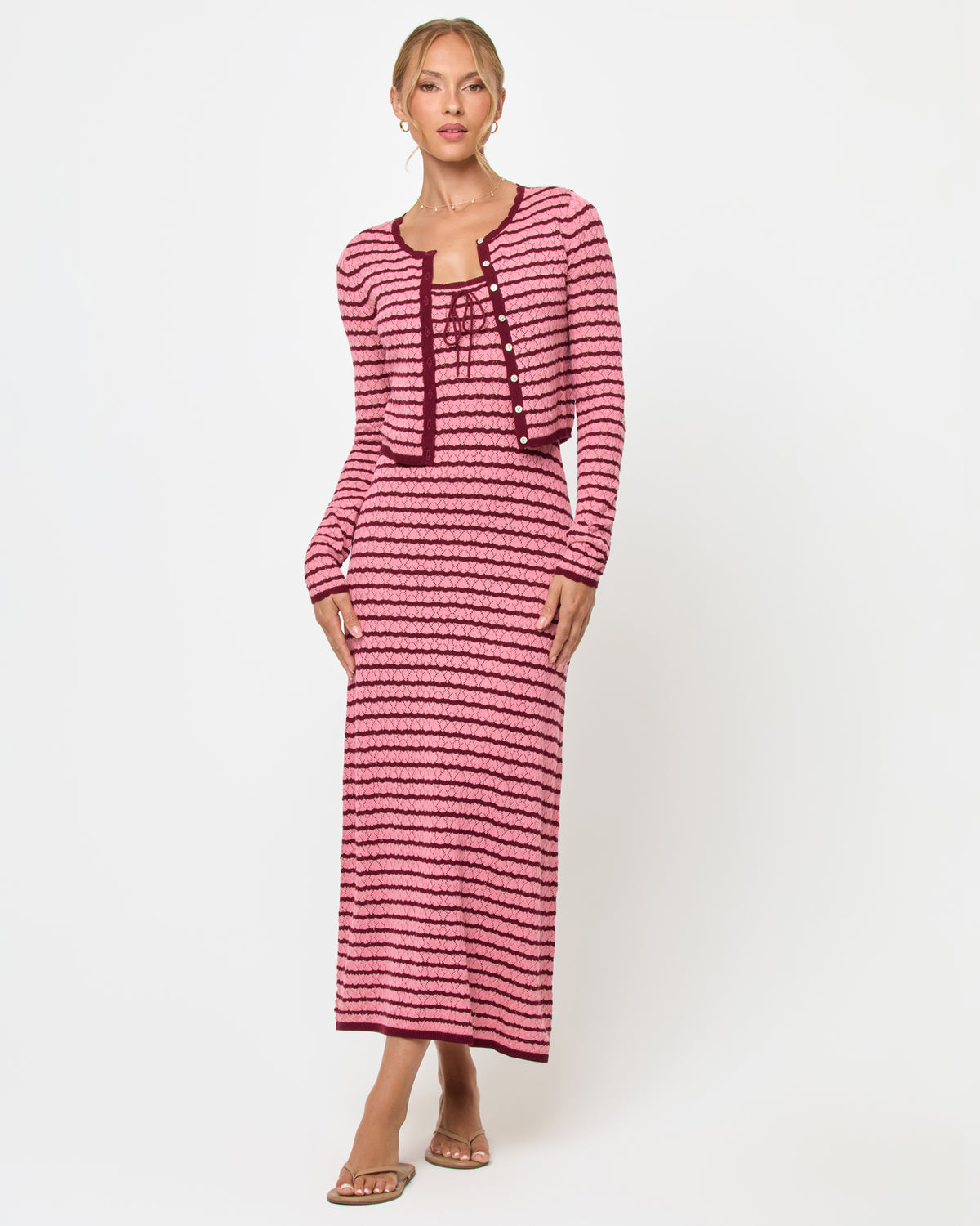 Rosalie Cardigan - Strawberry Stripe Rosalie Cardigan - Strawberry Stripe