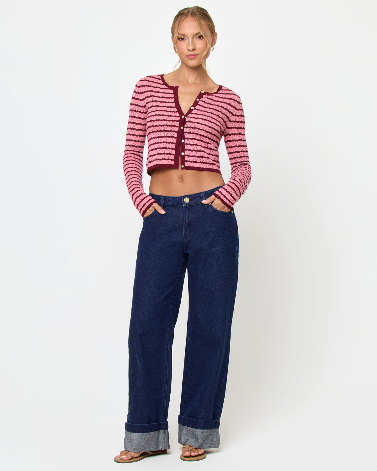 Rosalie Cardigan - Strawberry Stripe Rosalie Cardigan - Strawberry Stripe