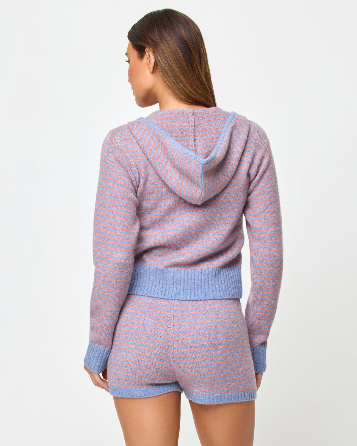 Emery Short - Chambray-Antique Rose LSPACE Emery short in Chambray-Antique Rose, back view on model.