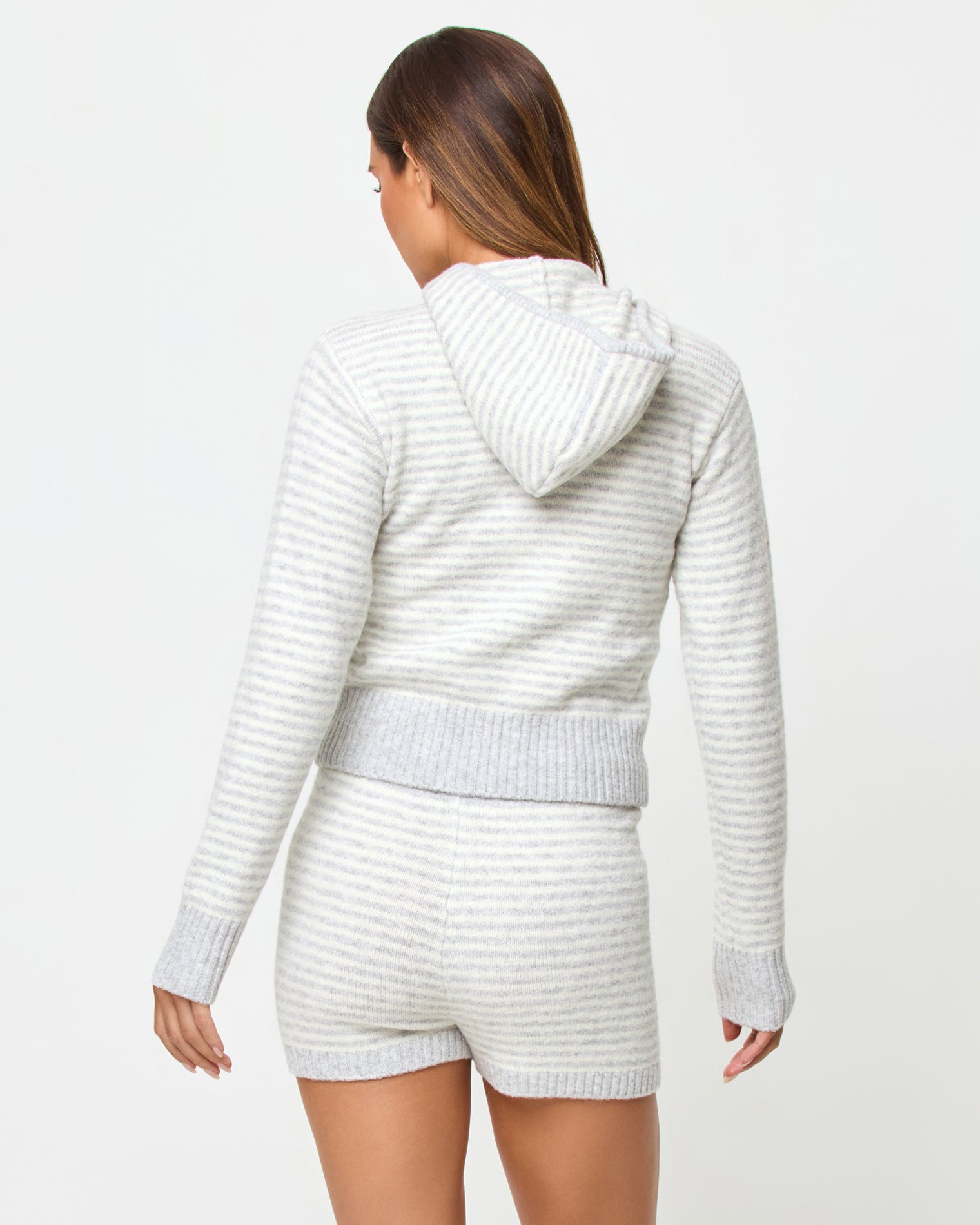 Emery Short - Warm Gray-Cream LSPACE Emery short in Warm Gray-Cream, back view on model.