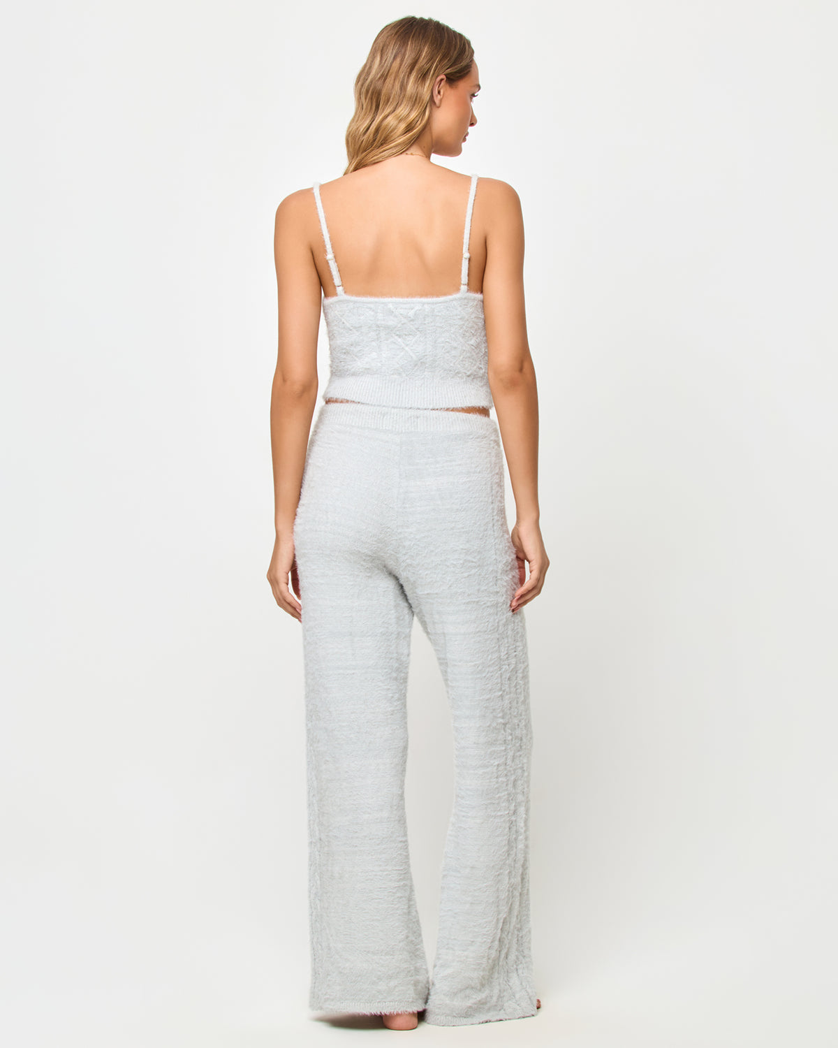 Olivia Pant - Heather Gray LSPACE Olivia Tank in heather gray, back view on model.