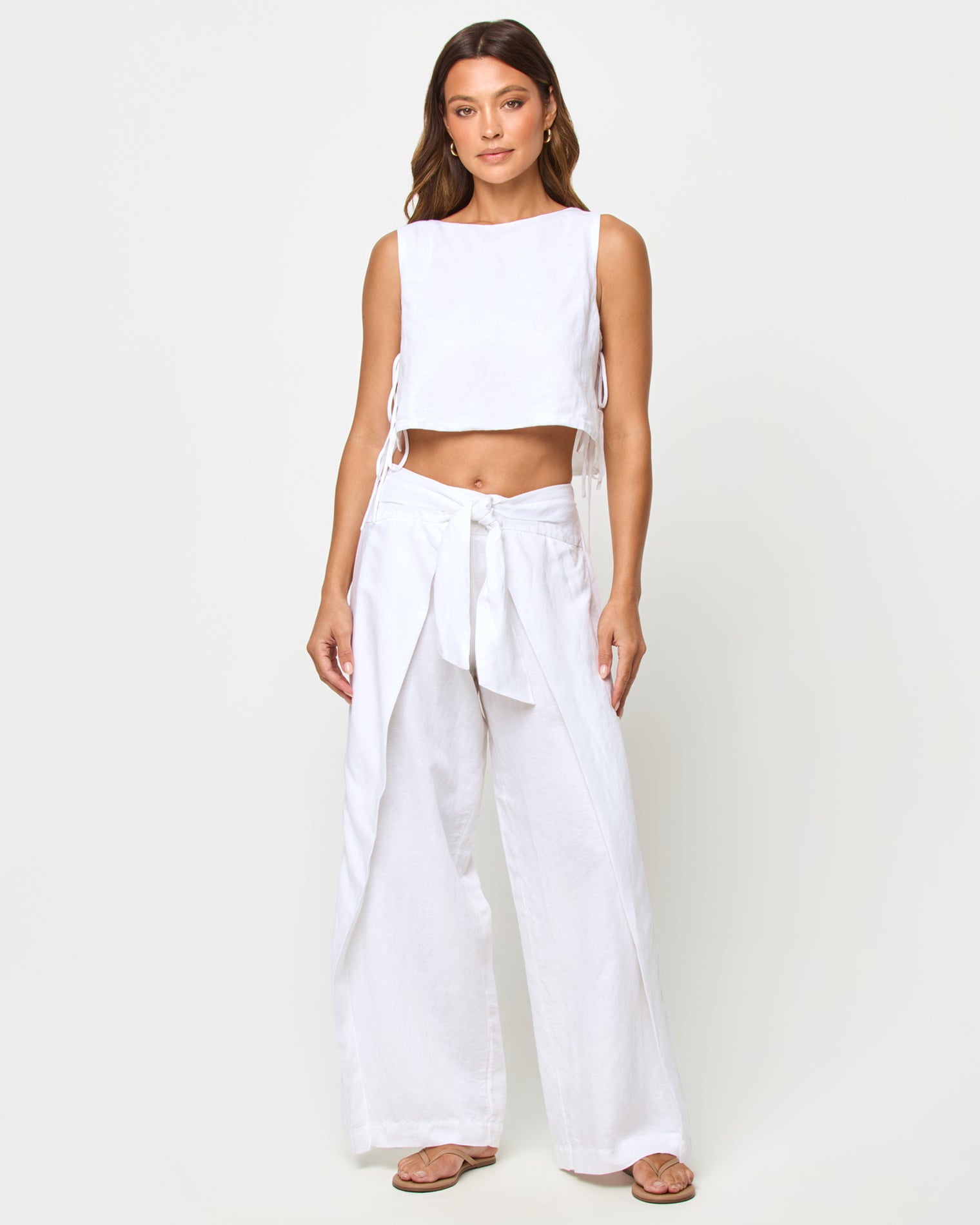 Rylee Pant - White LSPACE Rylee pant in white, front view on model.