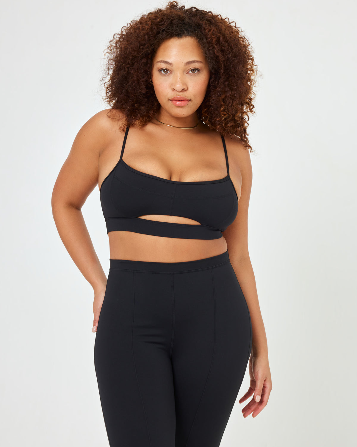 Rush Bra - Black Black | Model: Amber (size: XL) | Hover