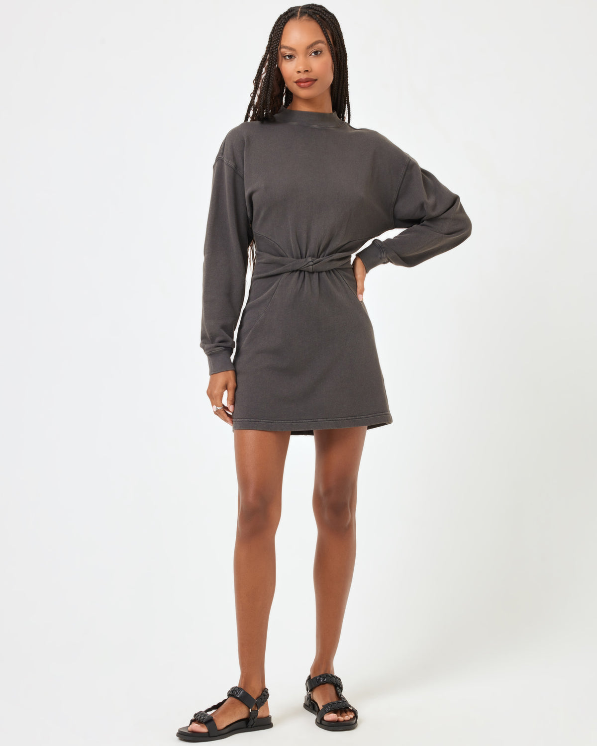 Asher Dress - Charcoal Ash | Model: Taelor (size: S)