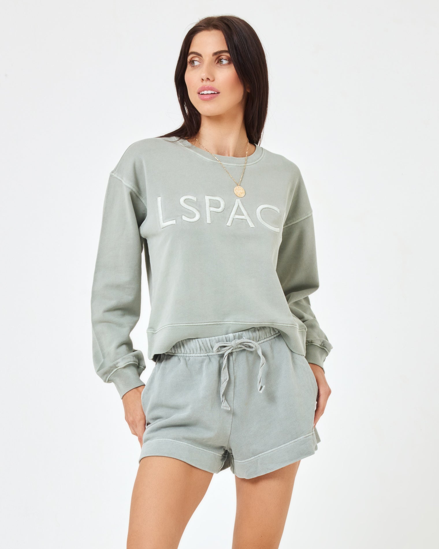 Solo Sweatshirt - Sage Sage | Model: Natalie (size: S)