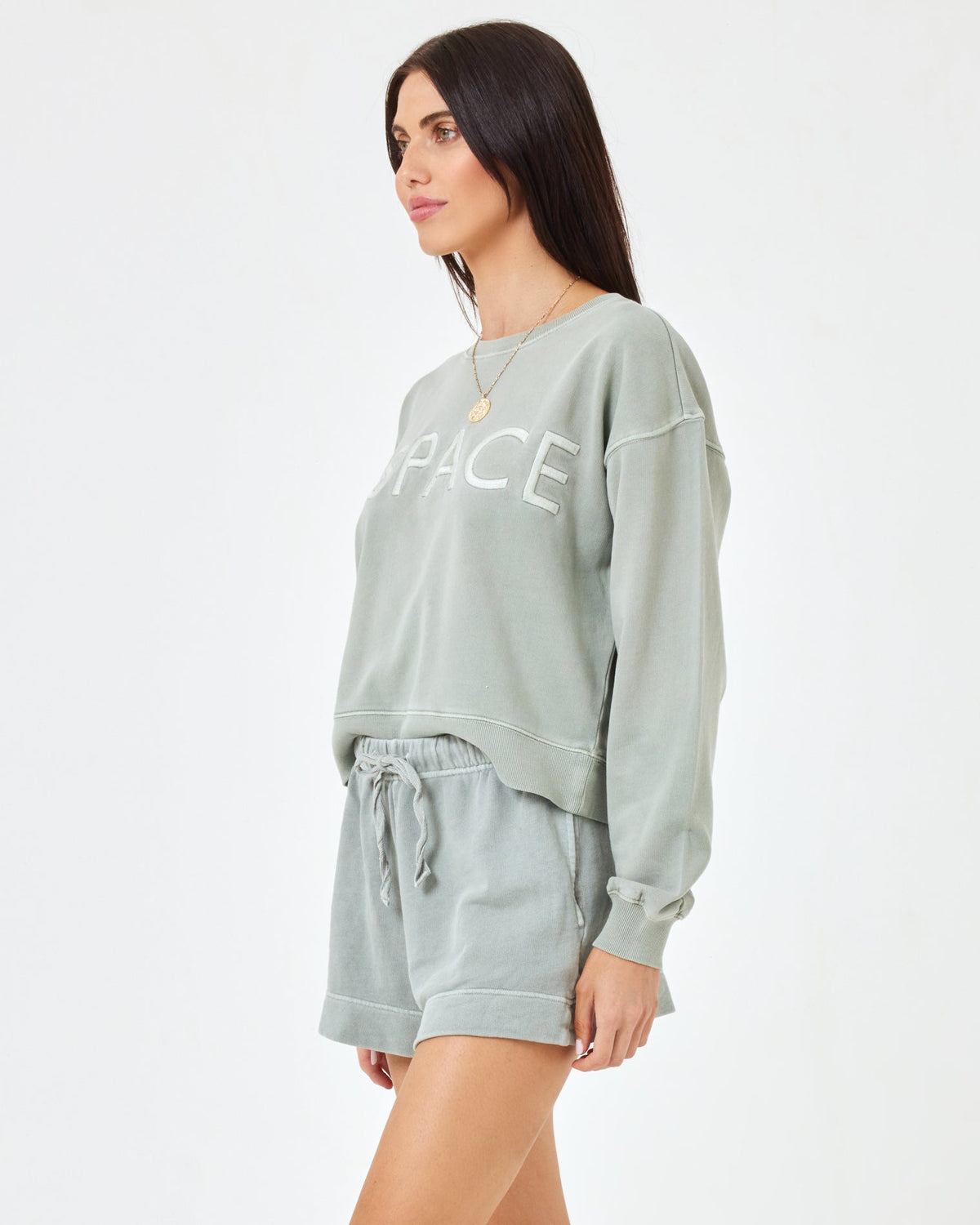 Solo Sweatshirt - Sage Sage | Model: Natalie (size: S)