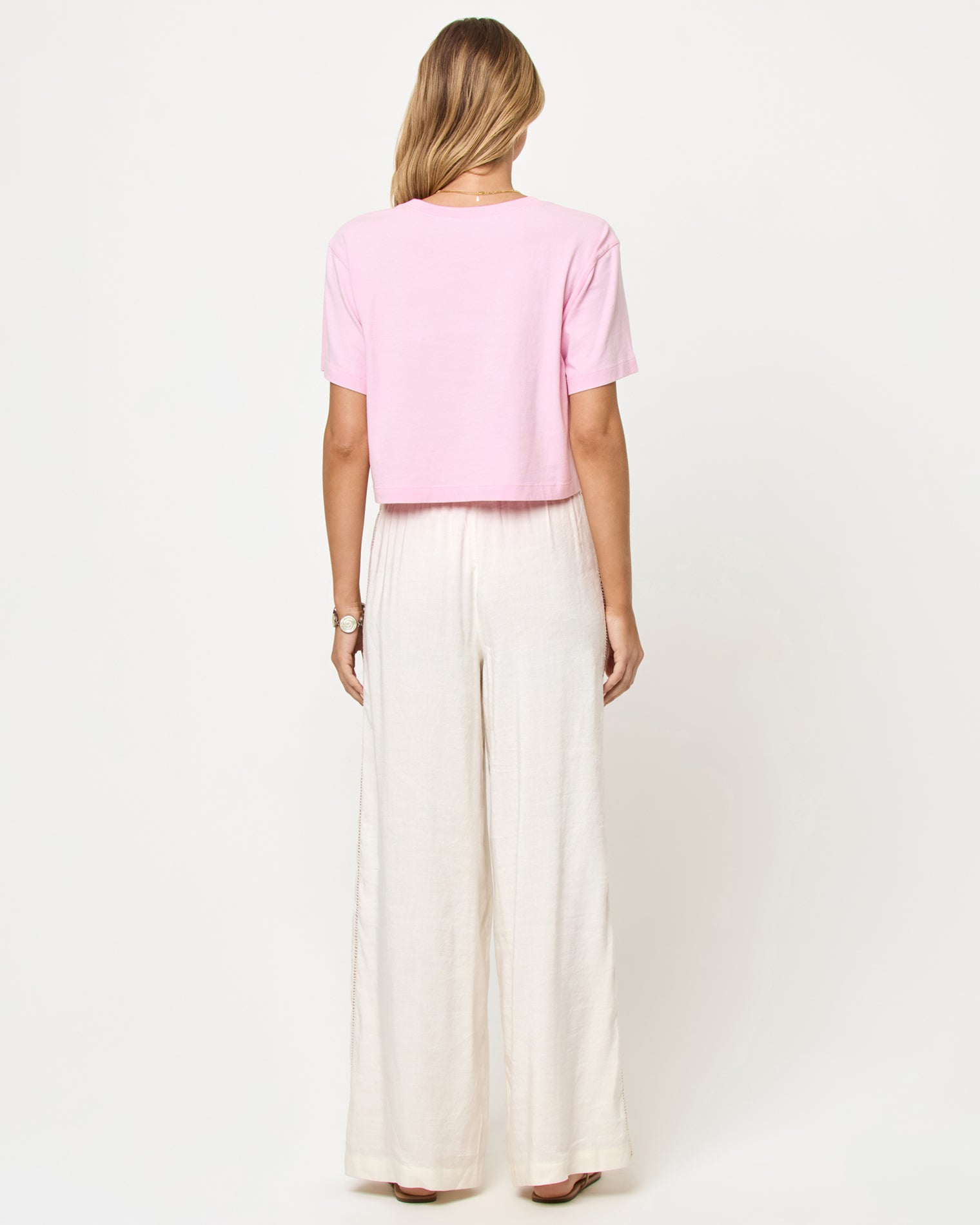 Core Top - Rosewater LSPACE Core top in Rosewater, back view on model.