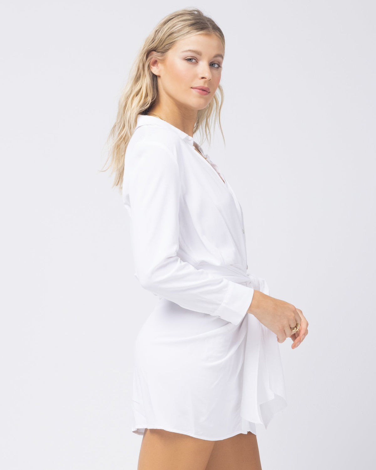 Aura Dress - White White | Model: Abby (size: S)