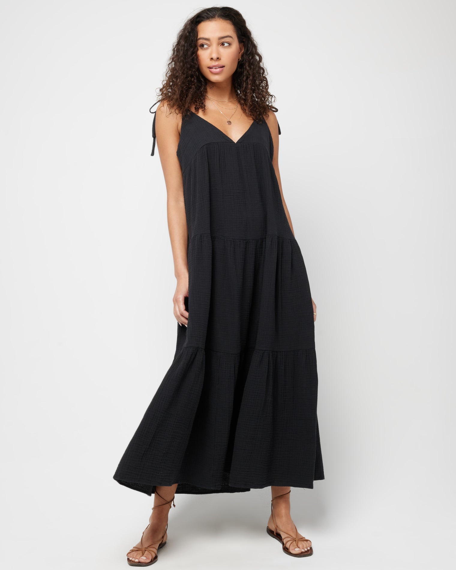 Ava Dress - Black Black | Model: Blaine (size: S)