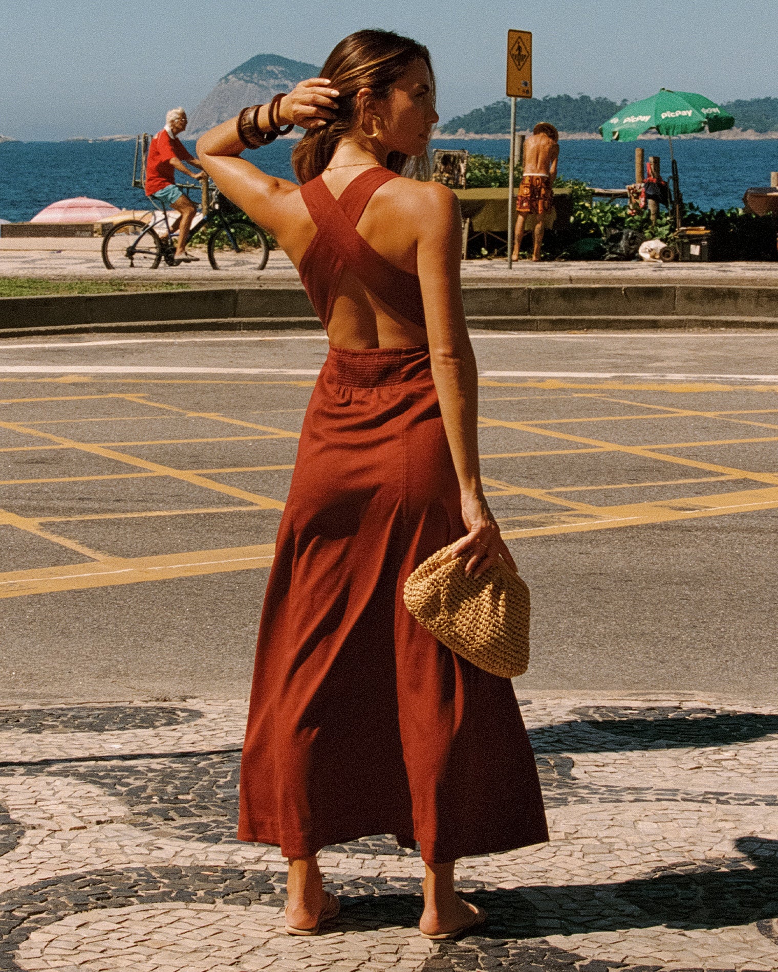 Arlo Maxi - Dusty Fig LSPACE Arlo maxi dress in Dusty Fig, lifestyle/editorial view on model.