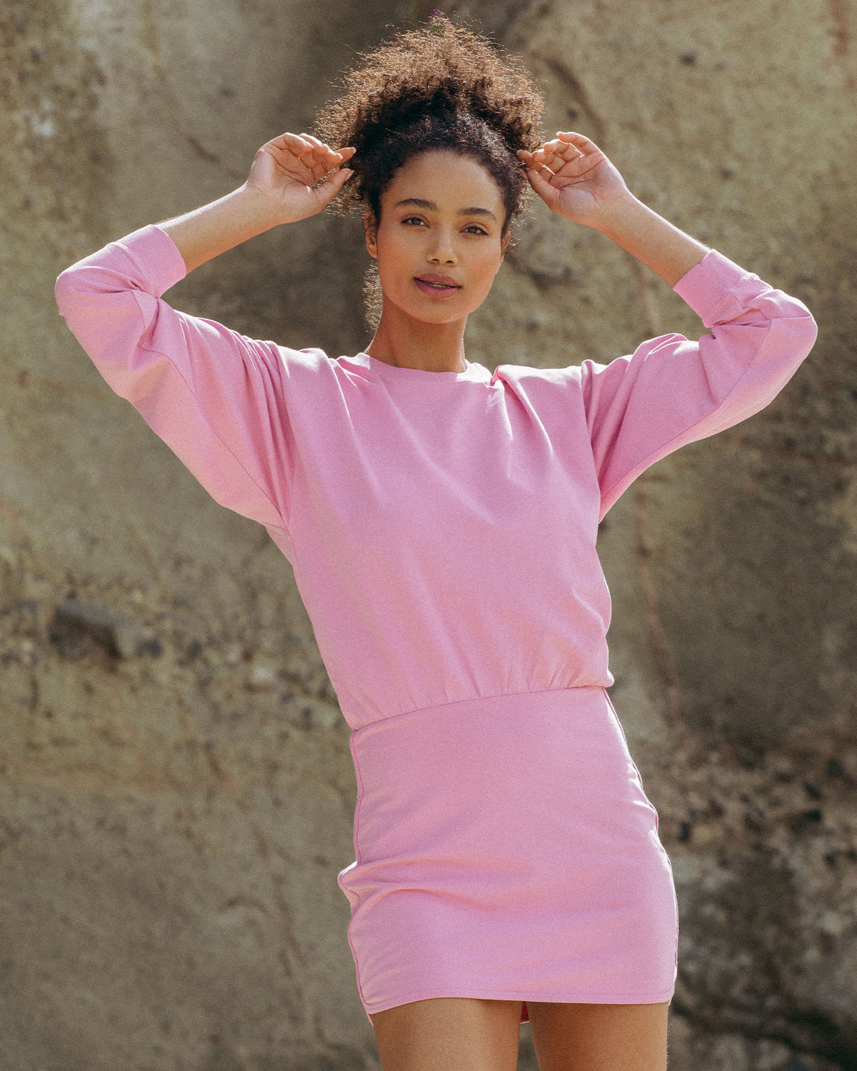 LSPACE X Anthropologie Groove Dress - Pink Lady Pink Lady | Model: Daria (size: S)