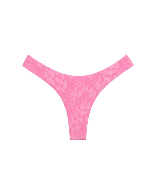 Off-model front view of the LSPACE hottest pink Rocky Bikini Bottom.