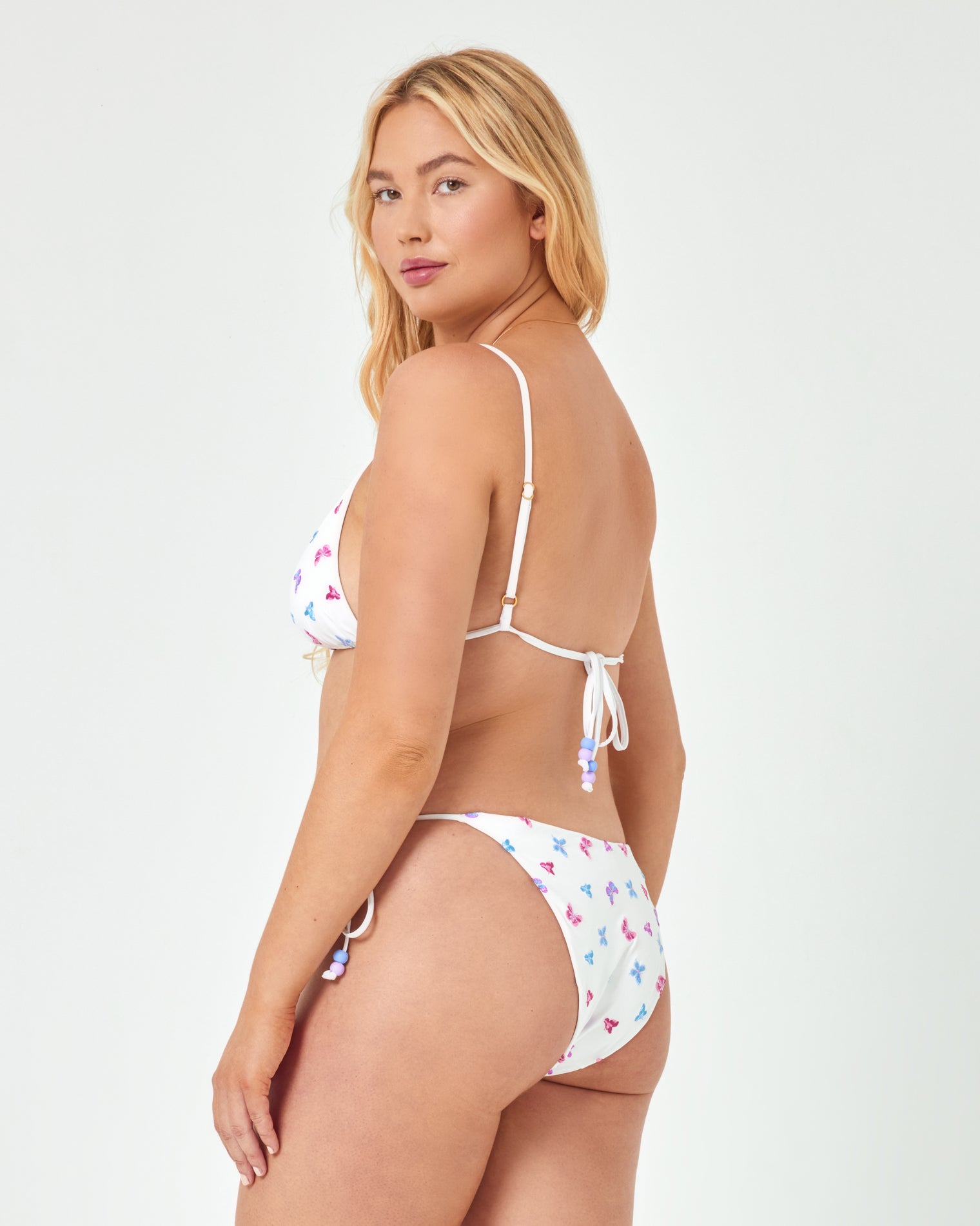 Butterfly Embroidery Lennox Bikini Bottom White | Model: Sydney (size: XL)