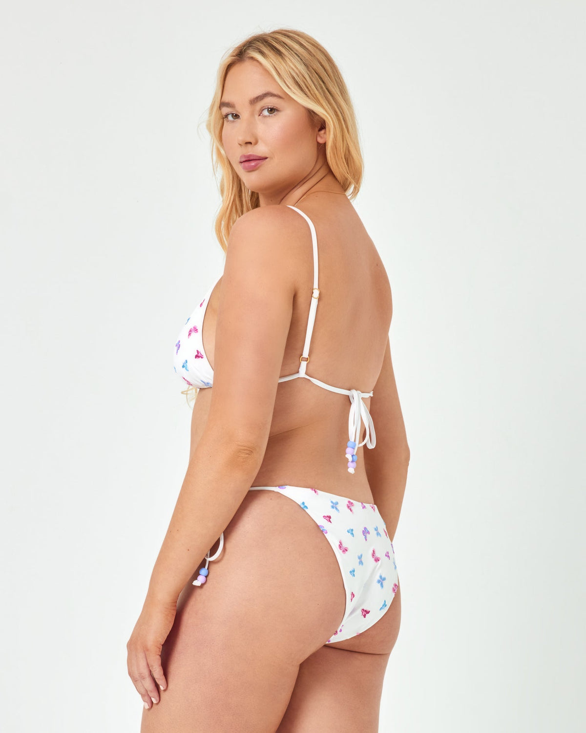 Butterfly Embroidery Lennox Bikini Bottom White | Model: Sydney (size: XL)