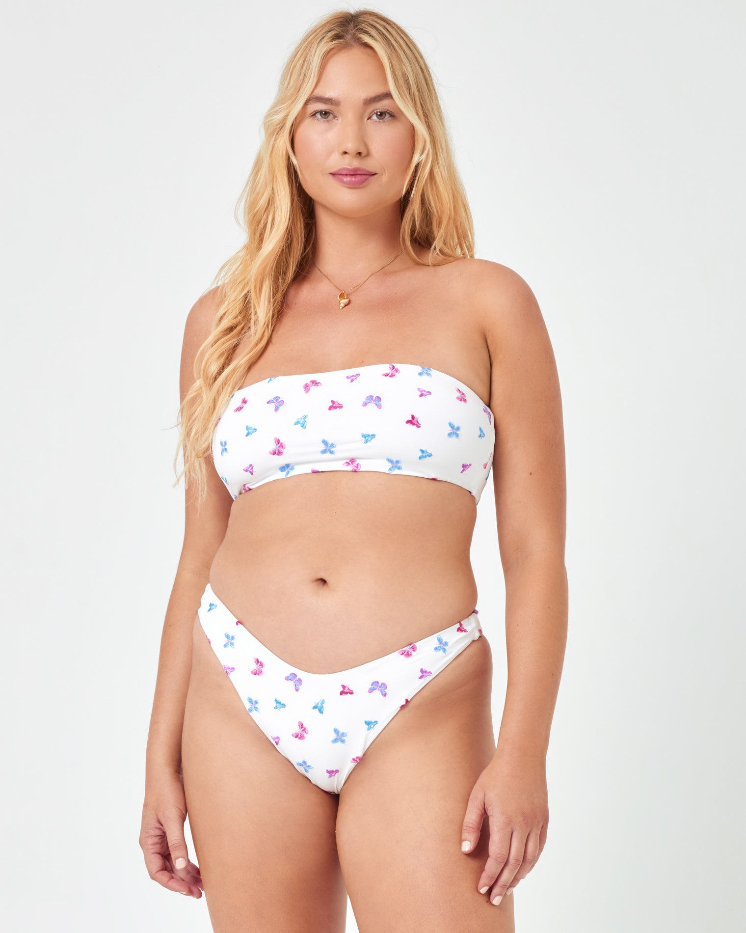 Butterfly Embroidery Lucy Bikini Top White | Model: Sydney (size: XL)