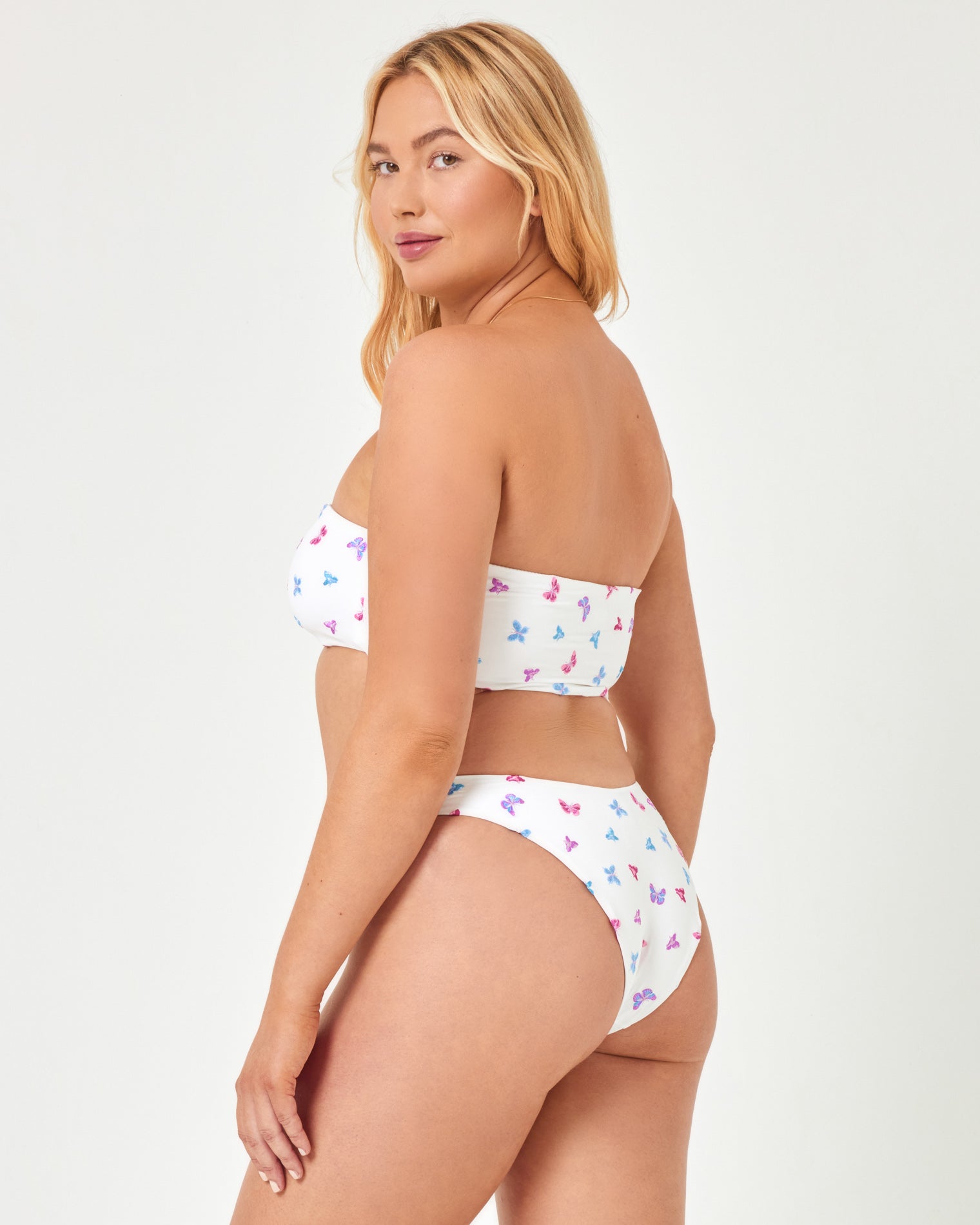 Butterfly Embroidery Lucy Bikini Top White | Model: Sydney (size: XL)