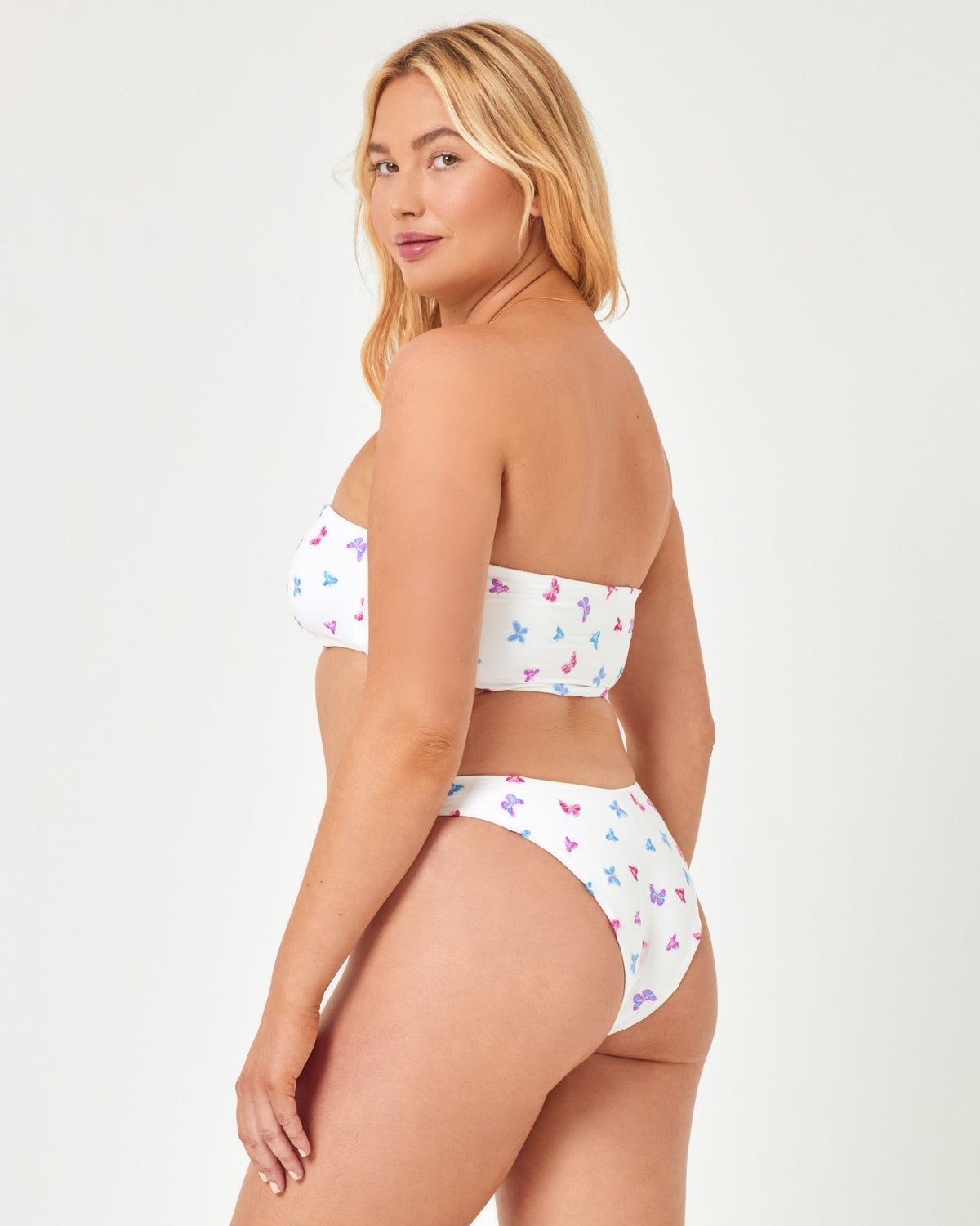 Butterfly Embroidery Lucy Bikini Top White | Model: Sydney (size: XL)
