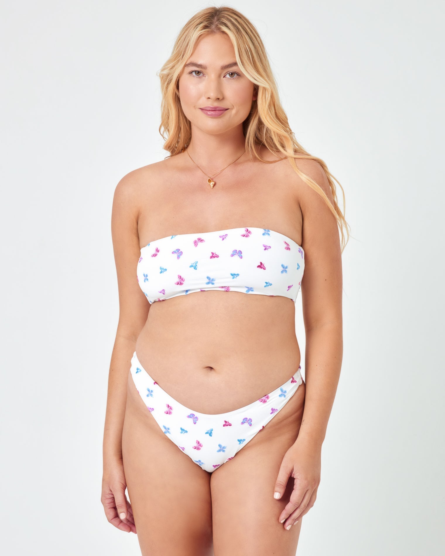 Butterfly Embroidery Lucy Bikini Top White | Model: Sydney (size: XL)